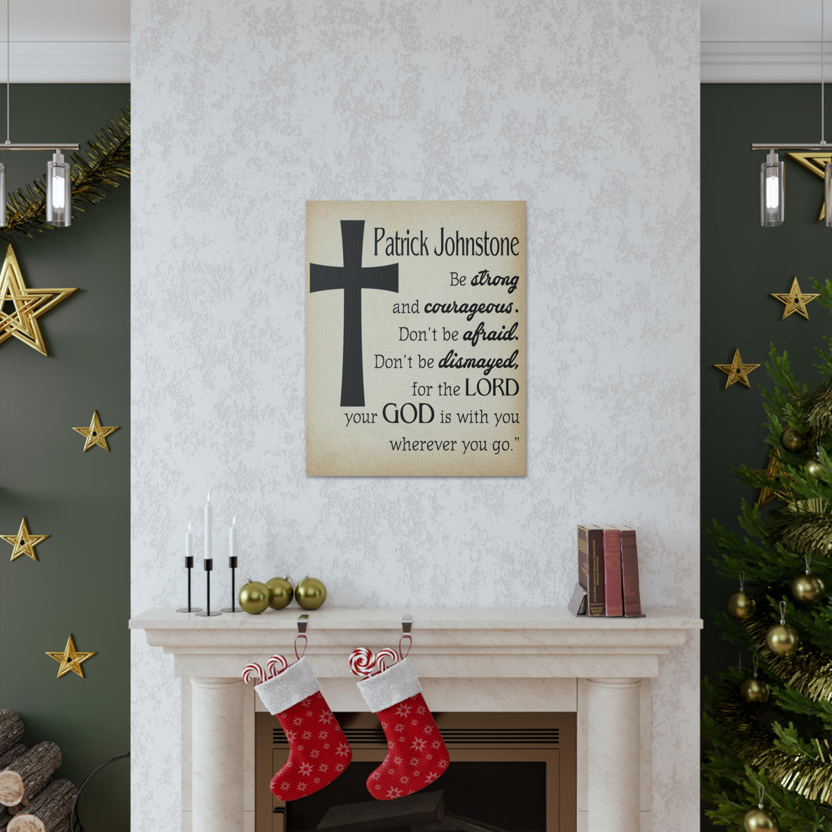 Scripture Walls Personalized Joshua 1:9 Cross Bible Chapter Canvas Christian Wall Art Ready to Hang-Express Your Love Gifts