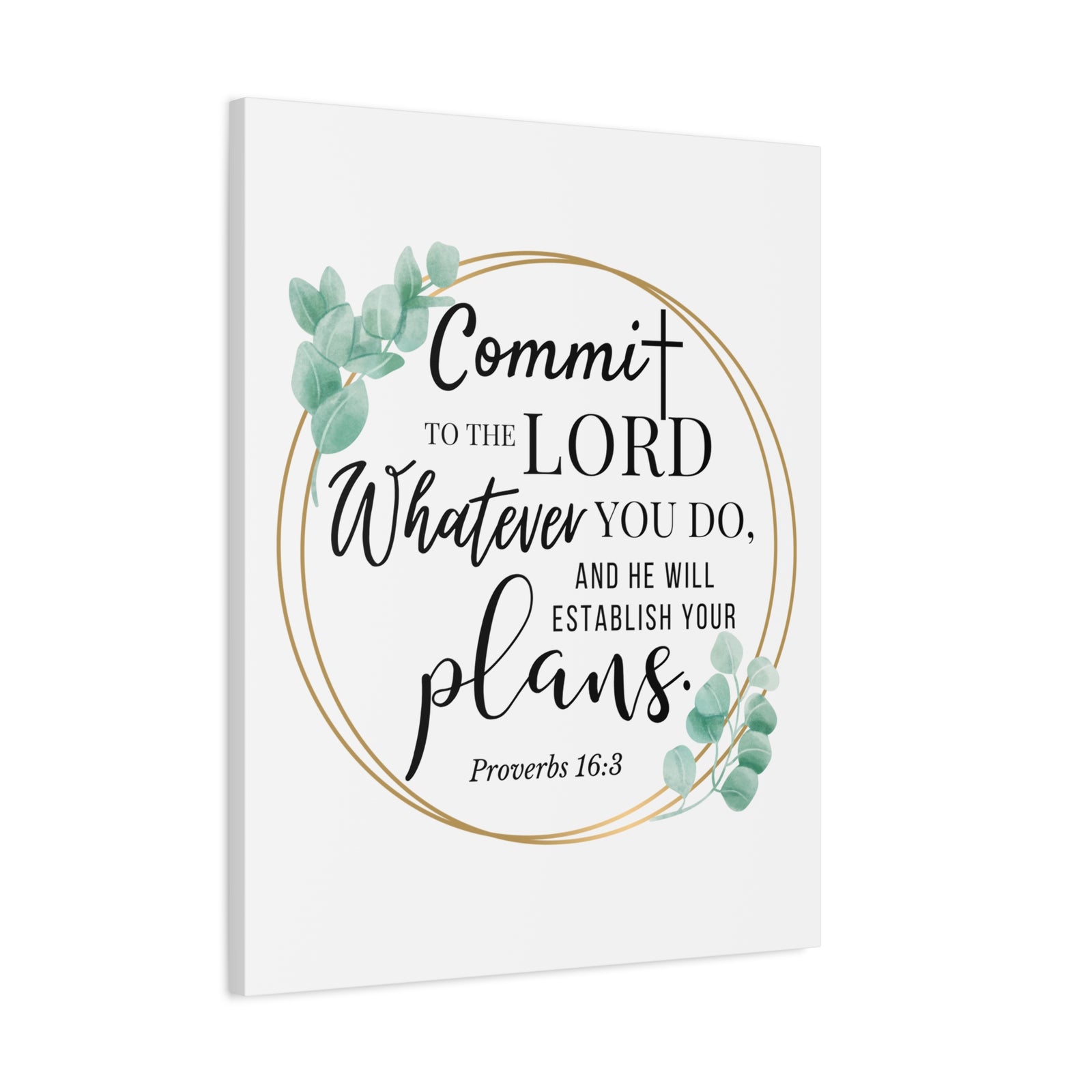 Scripture Walls Proverbs 16:3 Commit to the Lord Bible Verse Canvas Christian Wall Art Ready to Hang Unframed-Express Your Love Gifts