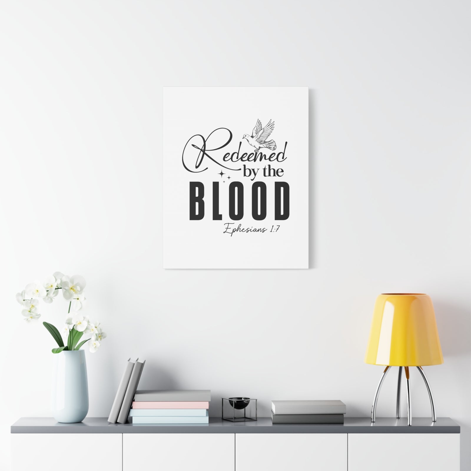 Scripture Walls Ephesians 1:7 Redeemed by Blood Bible Verse Canvas Christian Wall Art Ready to Hang Unframed-Express Your Love Gifts