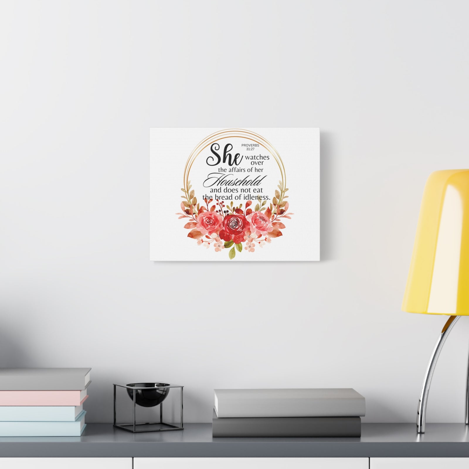 Scripture Walls Proverbs 31:27 She Watches Over Her Household Bible Verse Canvas Christian Wall Art Ready to Hang Unframed-Express Your Love Gifts