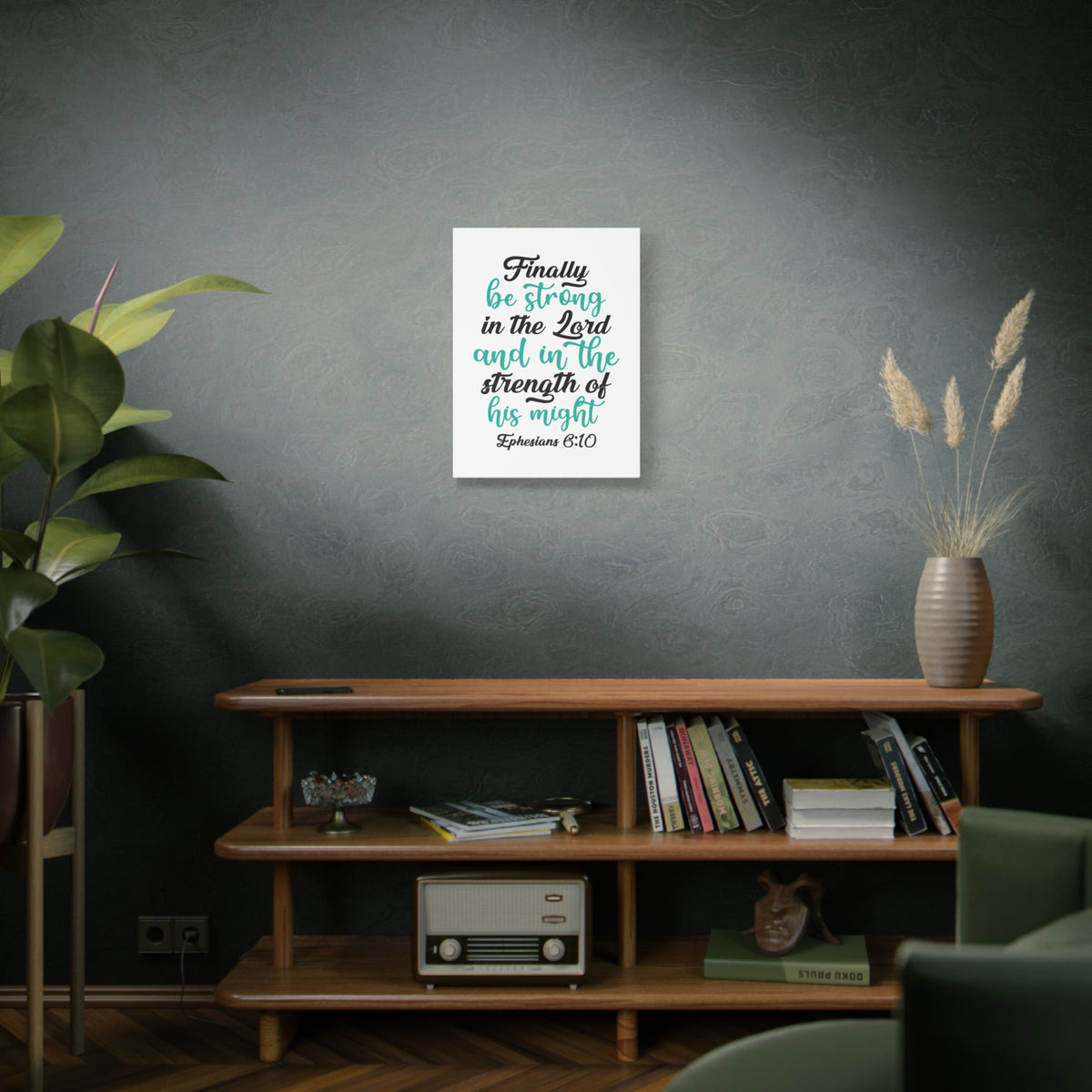 Scripture Canvas Be Strong In The Lord Ephesians 6:10 Christian Wall Art Bible Verse Print Ready to Hang-Express Your Love Gifts