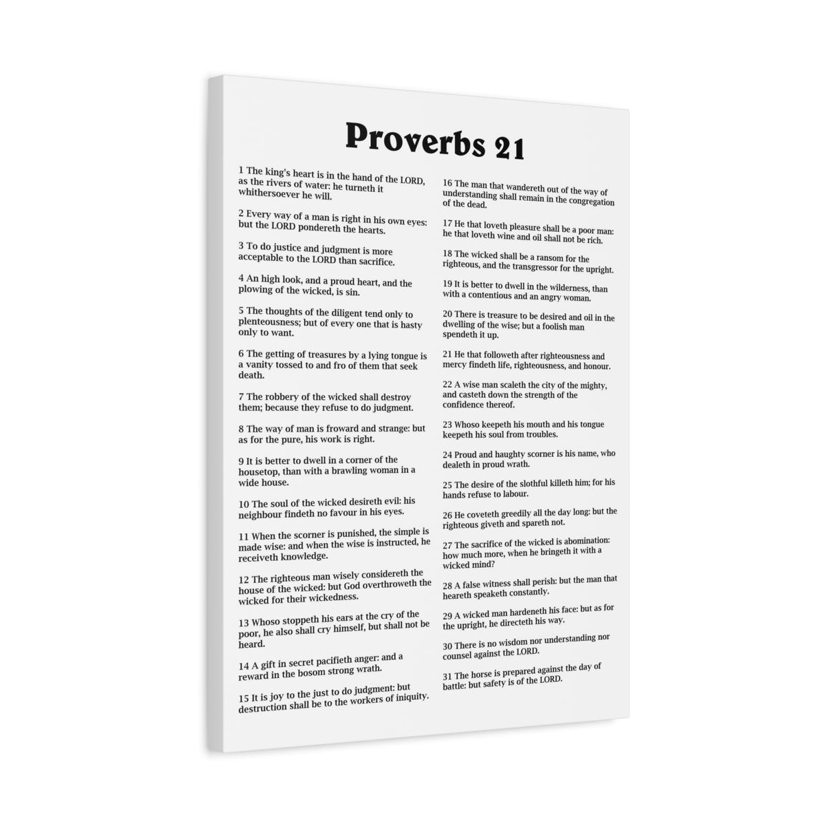 Scripture Walls Proverbs Chapter 21 White Bible Canvas Christian Wall Art Ready to Hang Unframed-Express Your Love Gifts