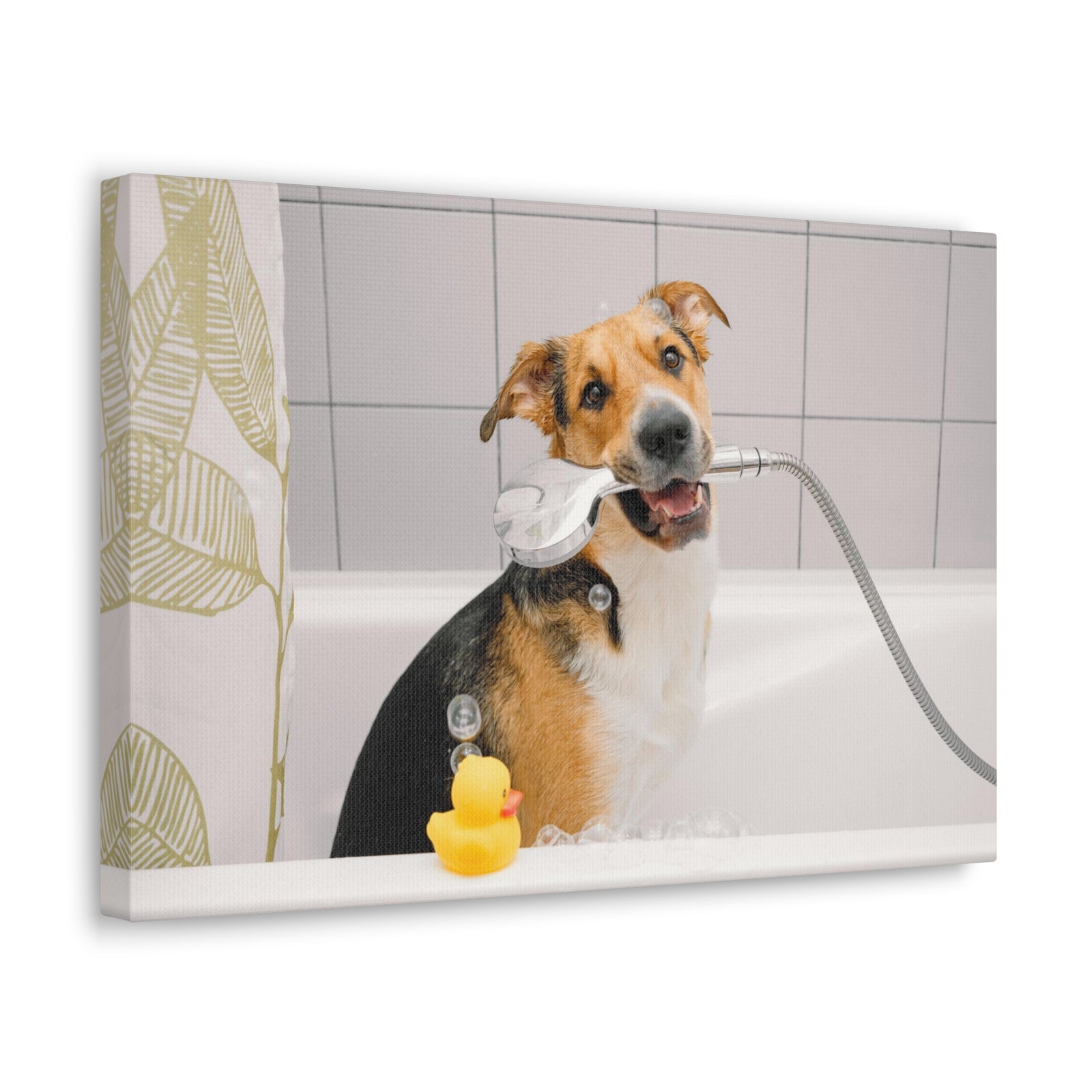 Cute Mongrel Bath Canvas Wall Art for Home Decor Ready-to-Hang-Express Your Love Gifts
