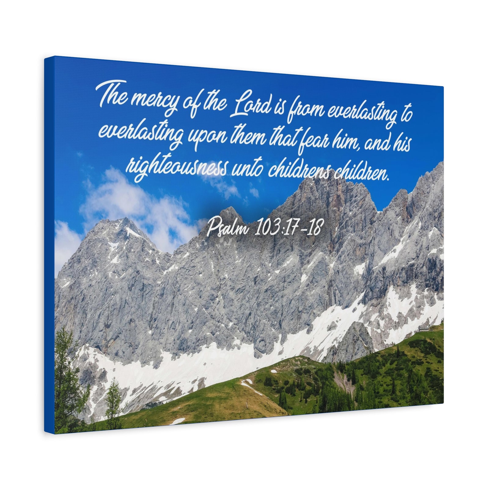 Scripture Canvas The Mercy of The Lord Psalm 103:17-18 Christian Wall Art Bible Verse Print Ready to Hang-Express Your Love Gifts