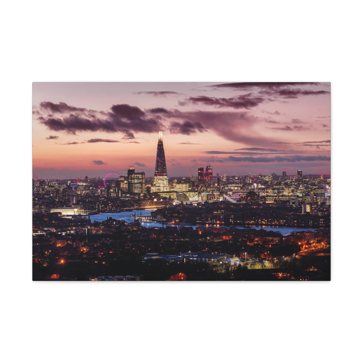 London Night Skyline Canvas Artwork High-Quality Breathtaking Stunning Cityscape for Home Decor Ready to Hang-Express Your Love Gifts