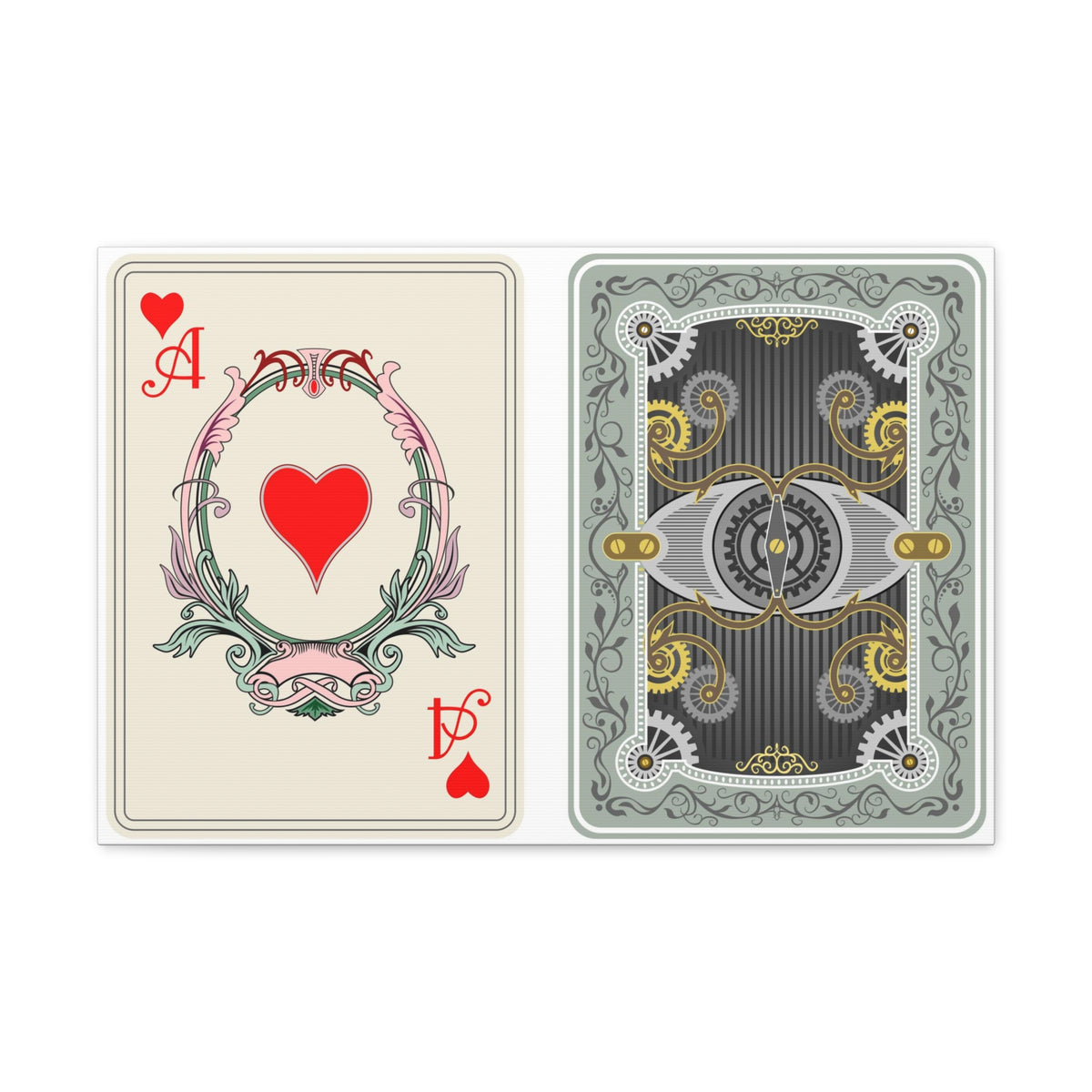Steampunk Style Ace Of Hearts Playing Card Canvas Wall Art for Home Decor Ready-to-Hang-Express Your Love Gifts