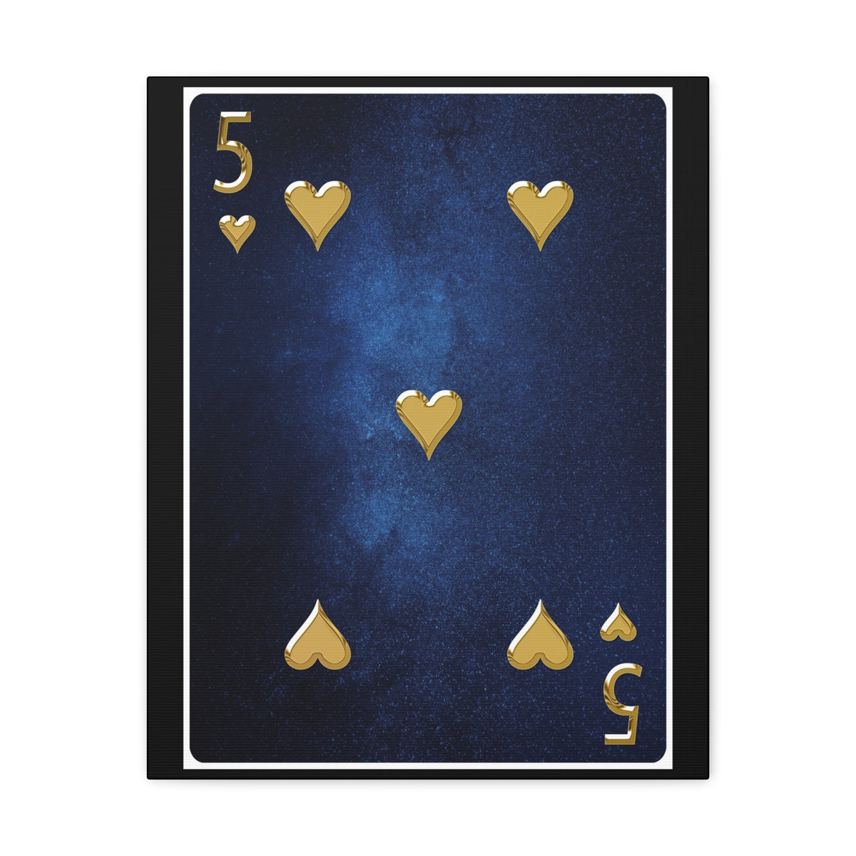 Five Of Hearts Space Background Playing Card Canvas Wall Art for Home Decor Ready-to-Hang-Express Your Love Gifts