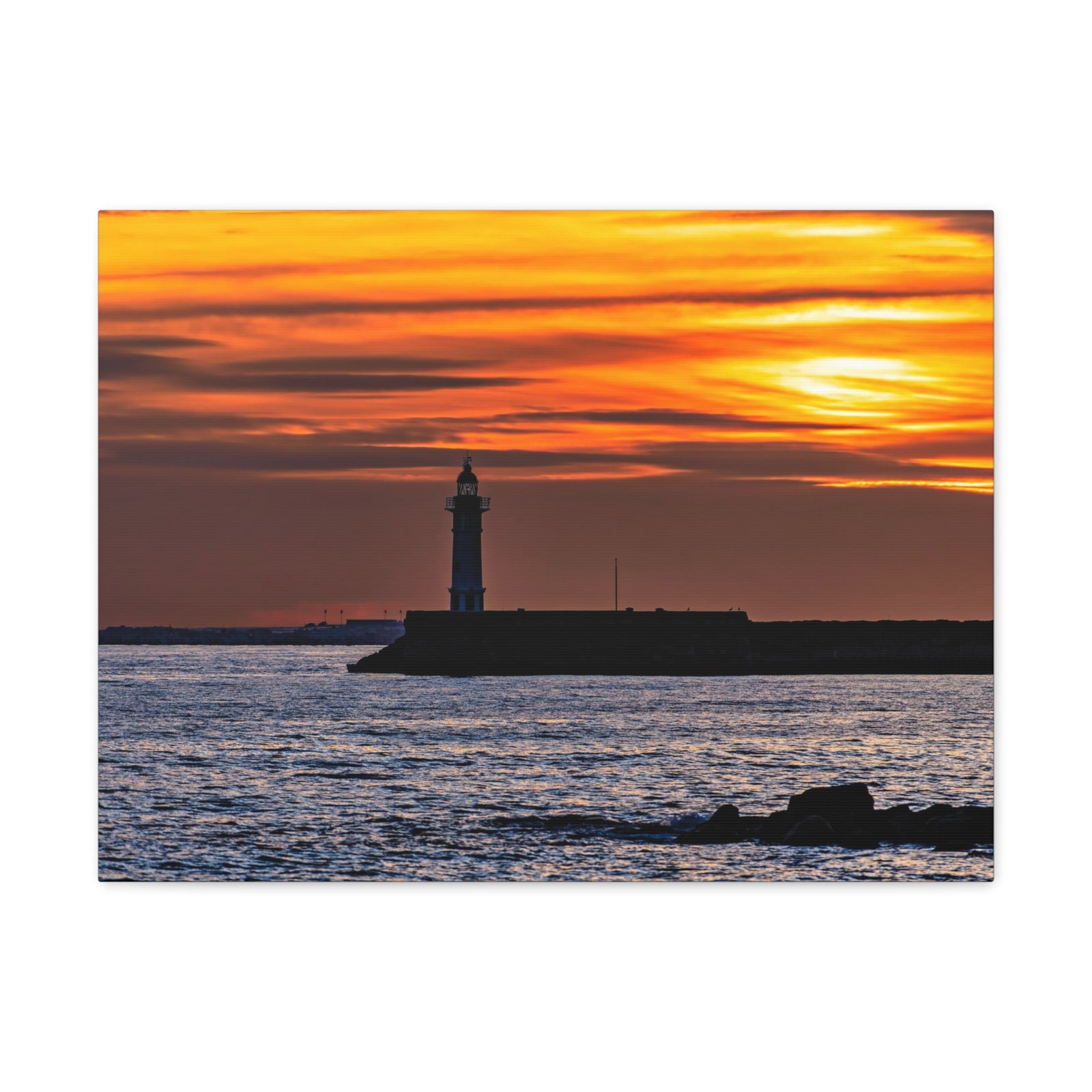 Sunset with Lighthouse Forest Floral Nature Photography Canvas Wall Art for Home Decor Ready-to-Hang-Express Your Love Gifts