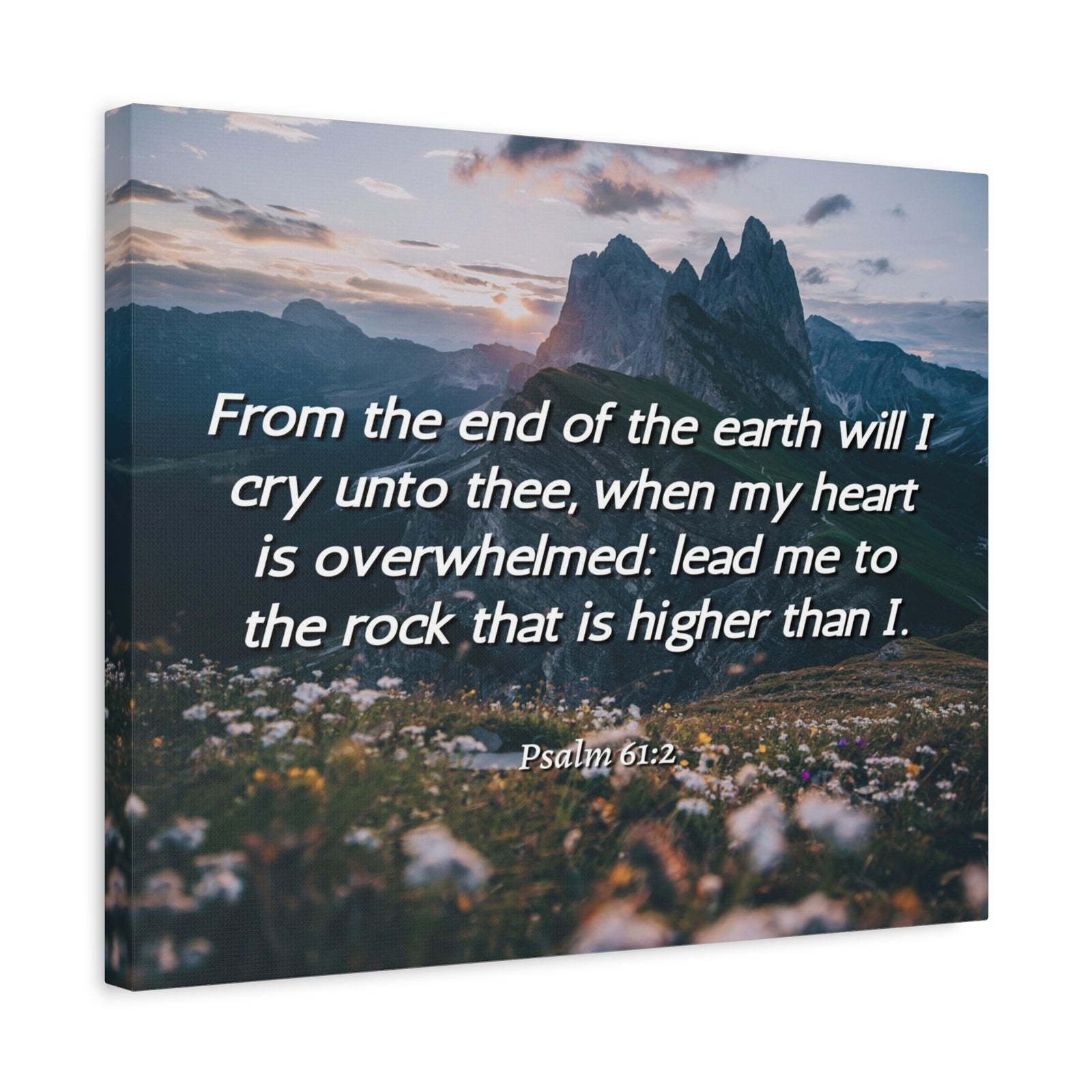 Scripture Canvas Heart Is Overwhelmed Psalms 61:2 Christian Wall Art Bible Verse Print Ready to Hang-Express Your Love Gifts