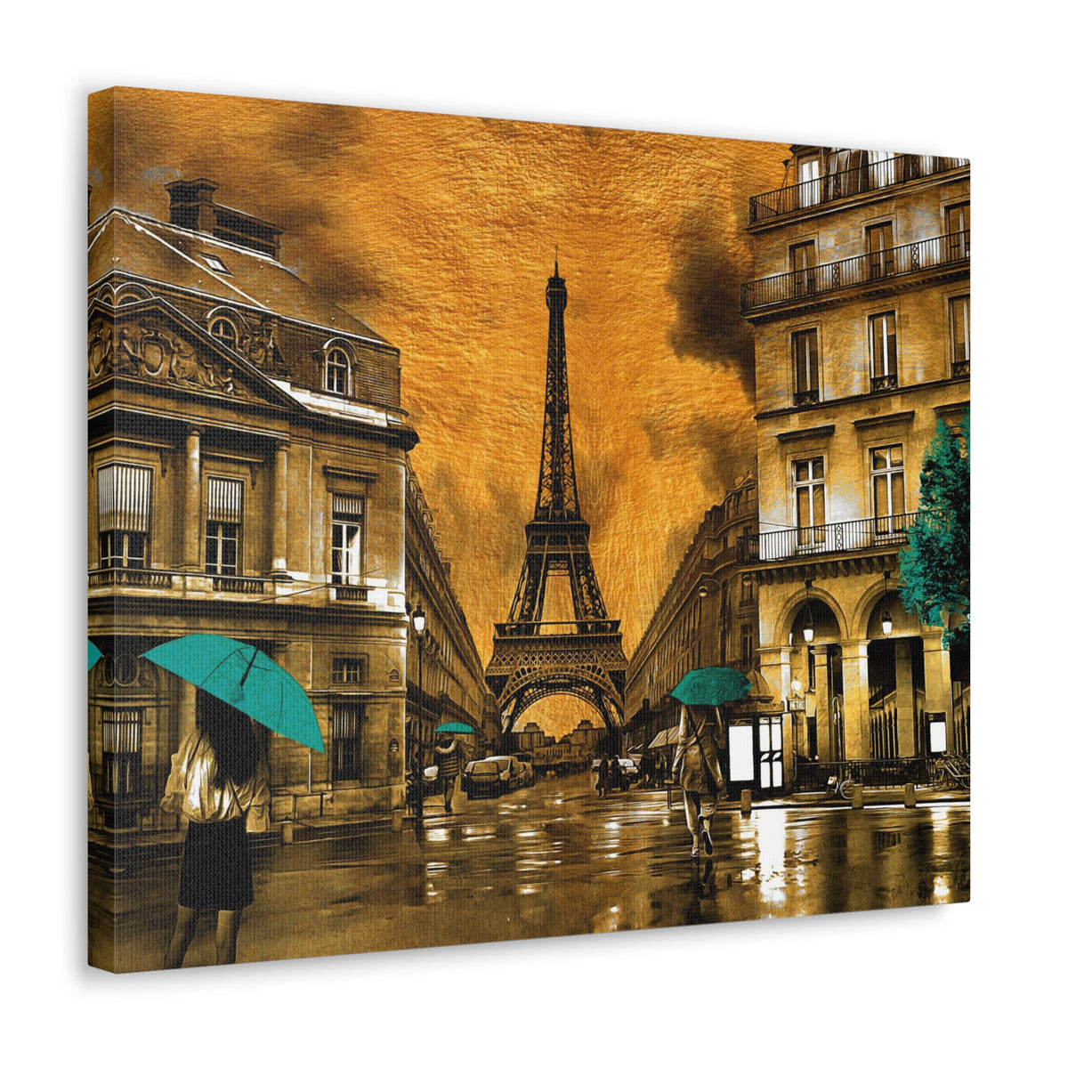 Yellow And Blue Eiffel Tower France Canvas Artwork High-Quality Breathtaking French City for Home Decor Ready to Hang-Express Your Love Gifts