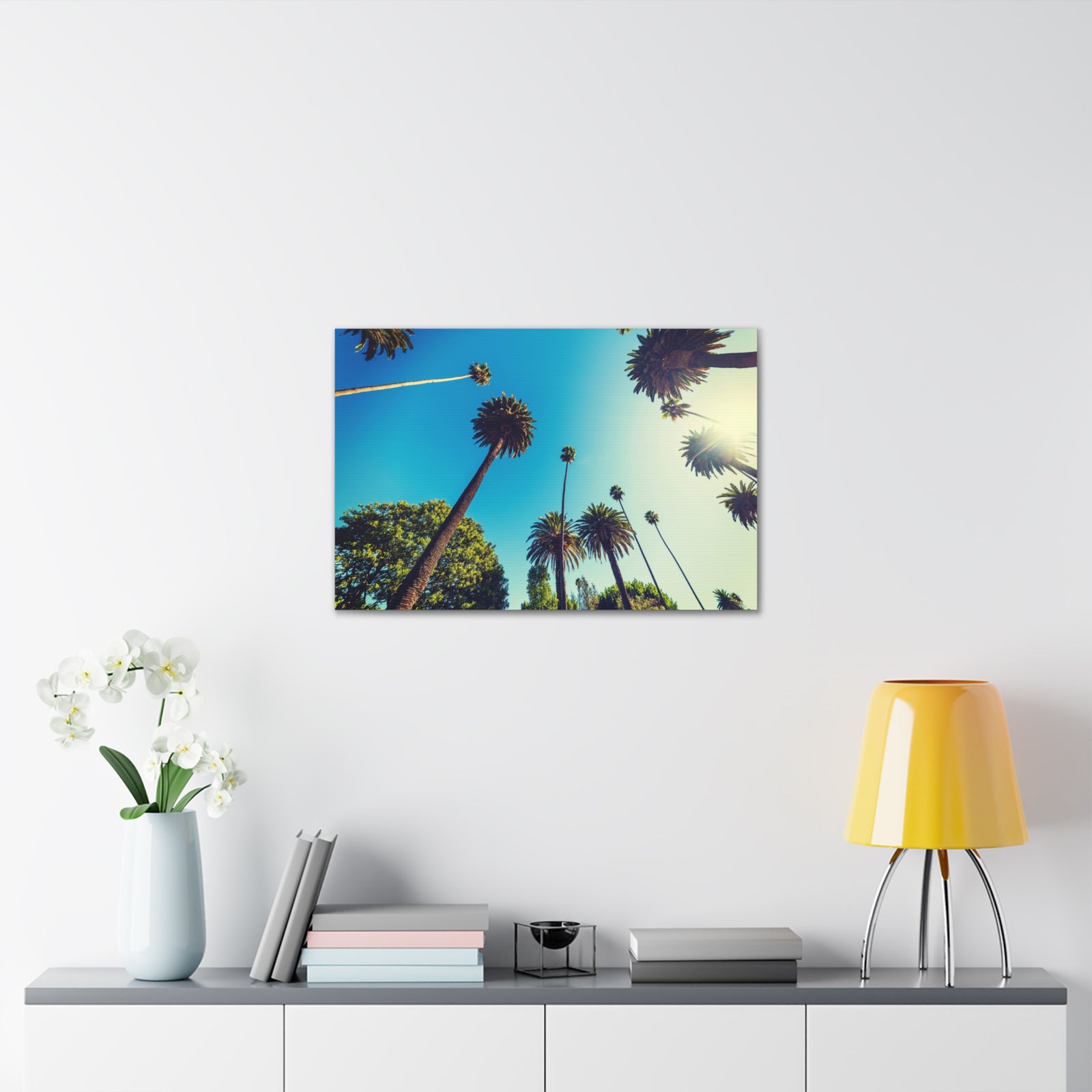Los Angeles Sky Palm Trees Nature Wilderness Photography Canvas Wall Art for Home Decor Ready-to-Hang-Express Your Love Gifts