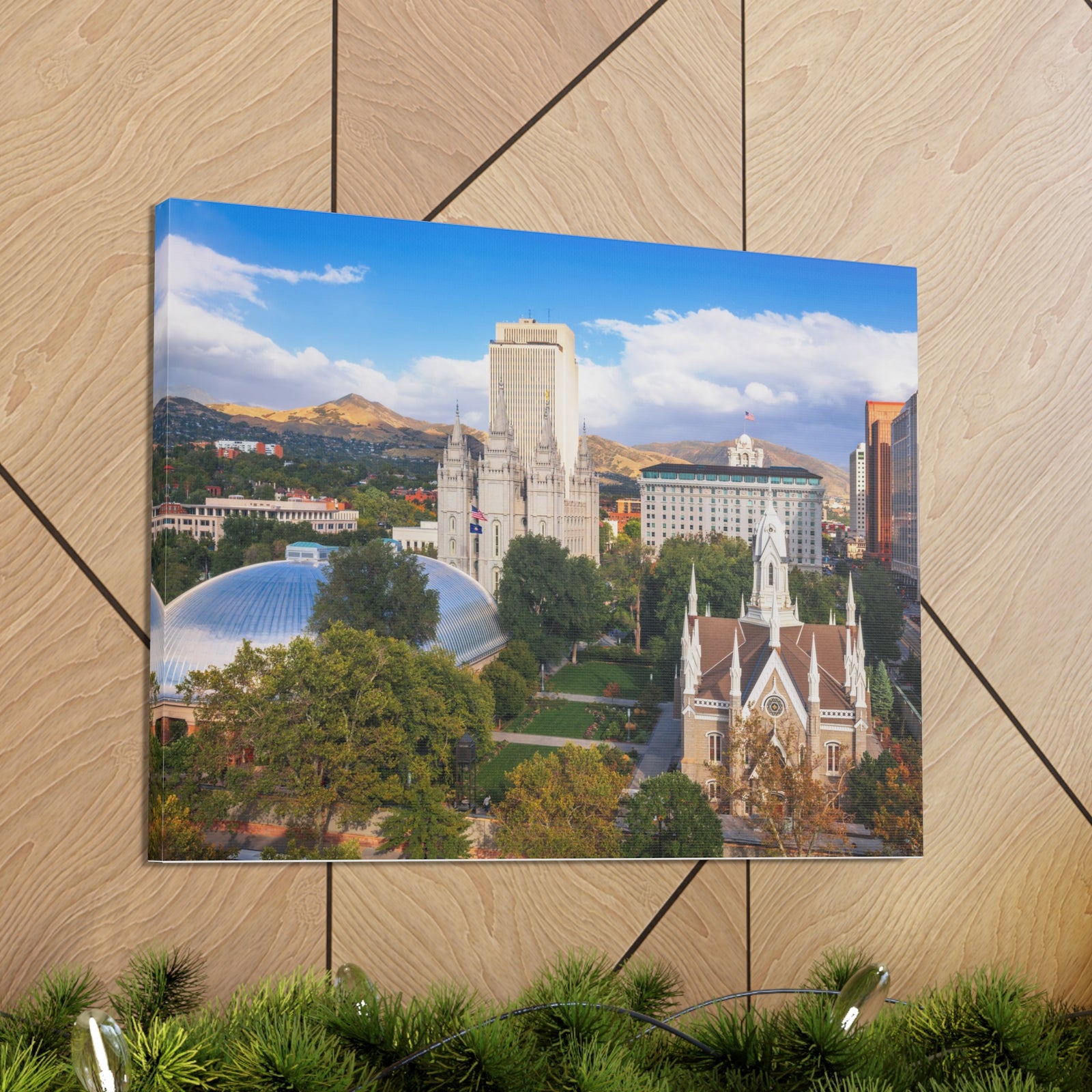 Salt Lake City Daytime Skyline Canvas Artwork High-Quality Breathtaking Stunning Cityscape for Home Decor Ready to Hang-Express Your Love Gifts