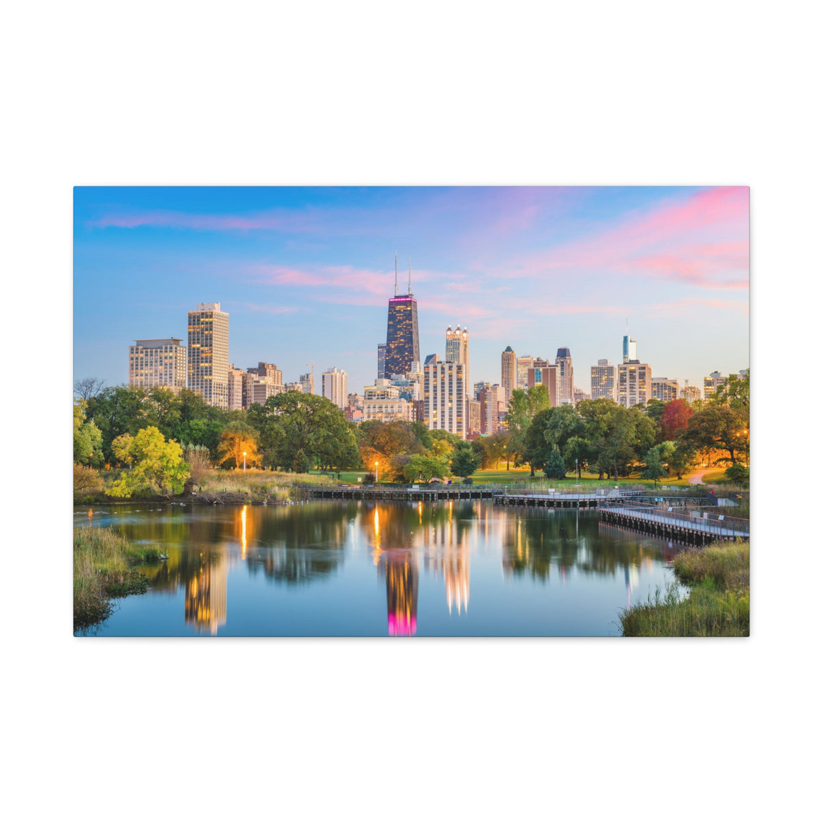 Chicago Daytime Skyline Canvas Artwork High-Quality Breathtaking Stunning Cityscape for Home Decor Ready to Hang-Express Your Love Gifts