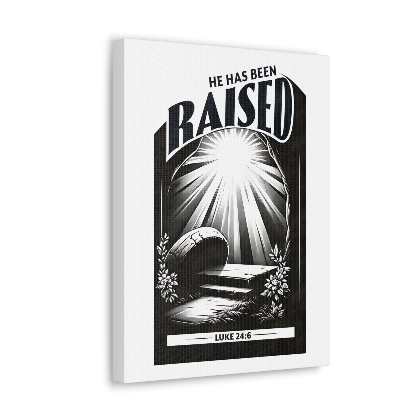 Scripture Walls Luke 24:6 He Has Been Raised Bible Verse Canvas Christian Wall Art Ready to Hang Unframed-Express Your Love Gifts