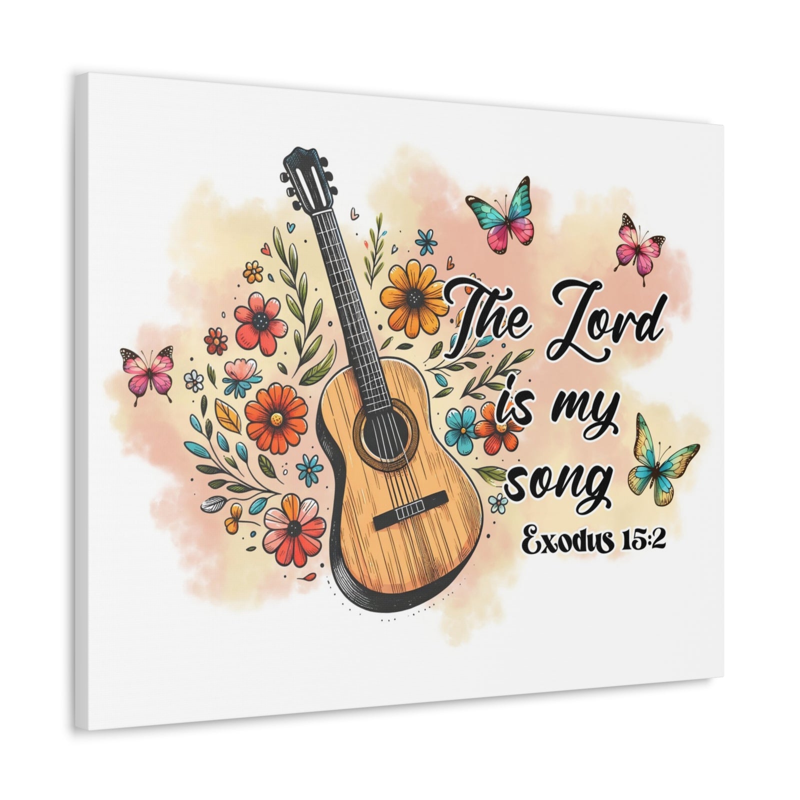 Scripture Walls Exodus 15:2 The Lord is My Song Bible Verse Canvas Christian Wall Art Ready to Hang Unframed-Express Your Love Gifts
