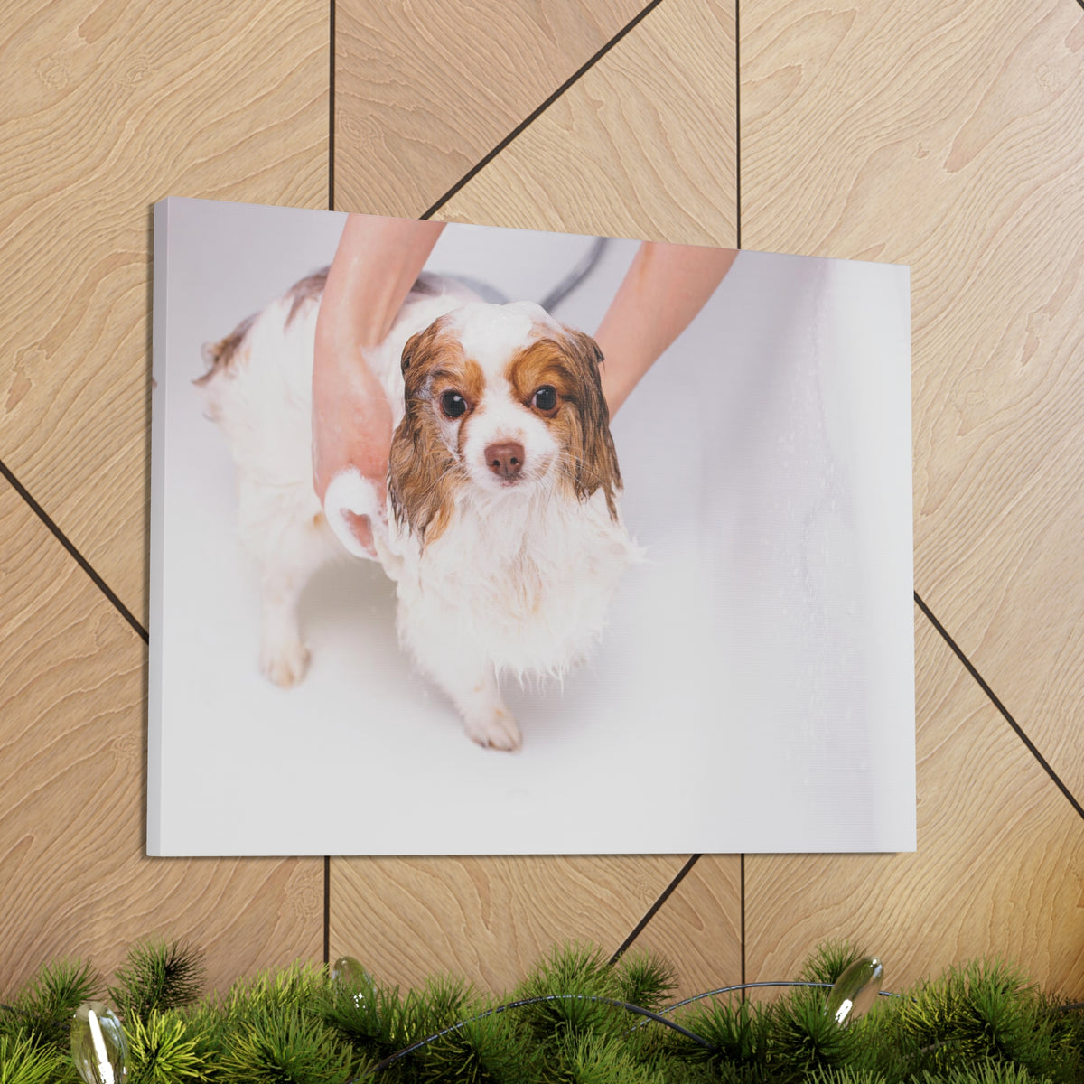 Cute Cavalier King Charles Spaniel Bath Canvas Wall Art for Home Decor Ready-to-Hang-Express Your Love Gifts