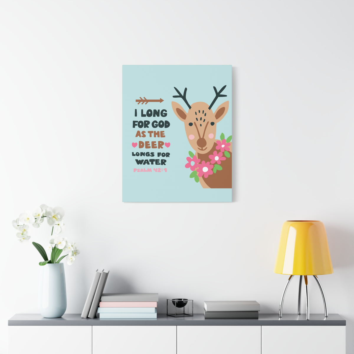 Scripture Canvas I Long For God Psalm 42:1 Christian Wall Art Bible Verse Print Ready To Hang-Express Your Love Gifts