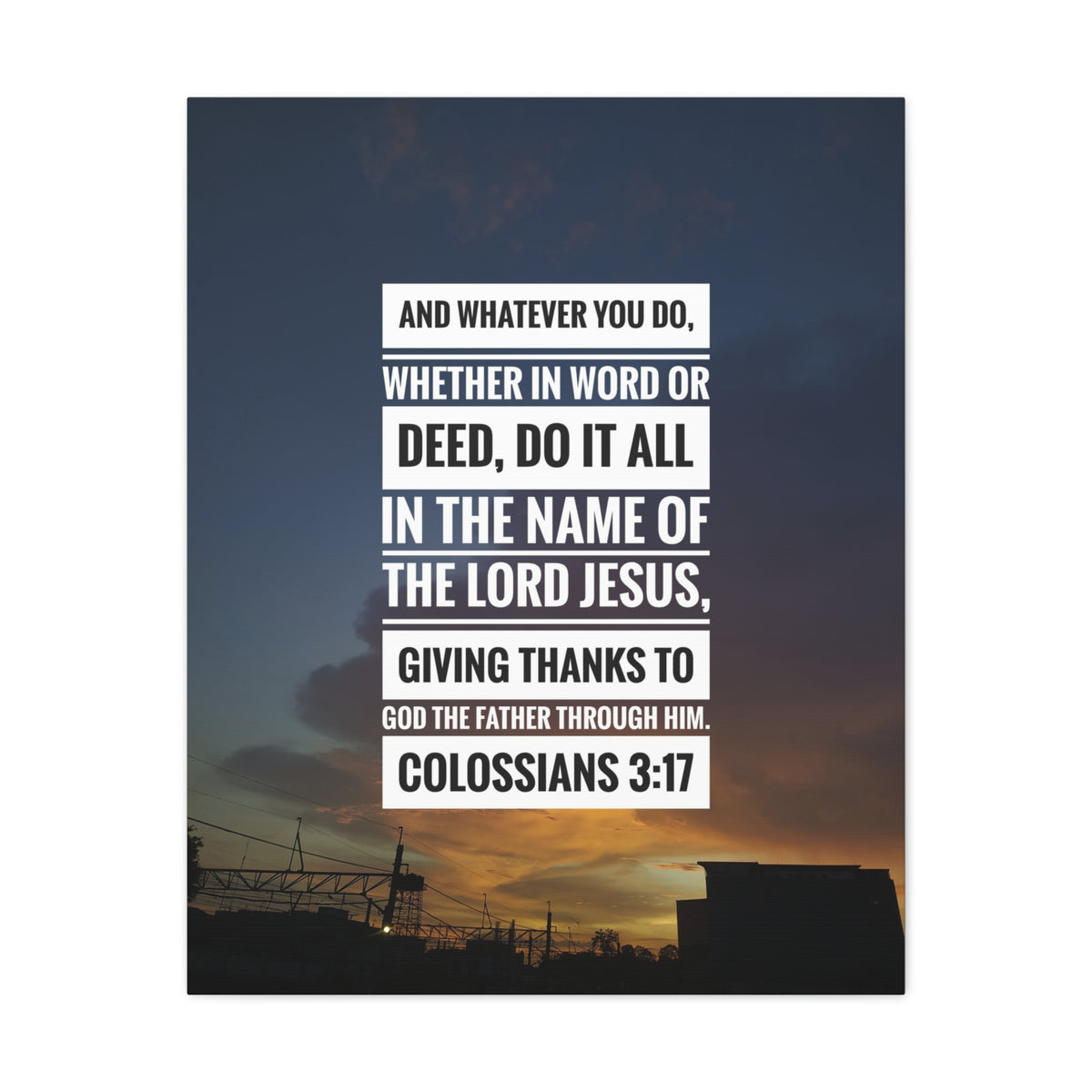 Scripture Canvas Thanks To God The Father Colossians 3:17 Christian Wall Art Bible Verse Print Ready to Hang-Express Your Love Gifts