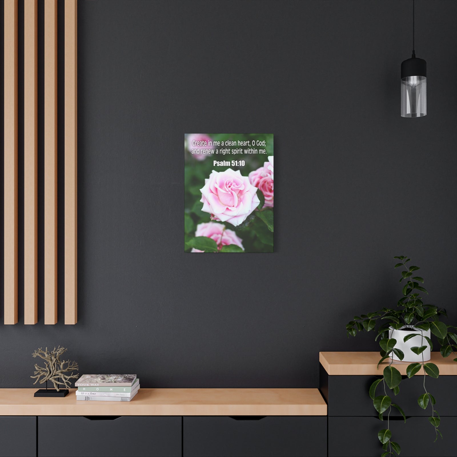 Scripture Canvas Create In Me Psalm 51:10 Christian Wall Art Bible Verse Print Ready to Hang-Express Your Love Gifts