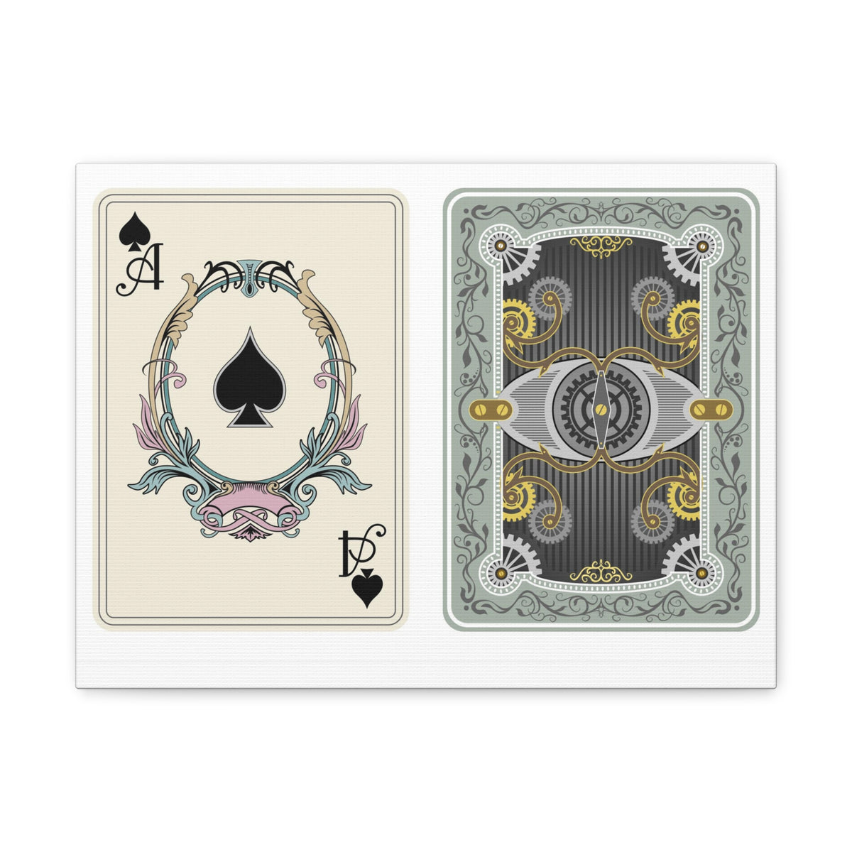 Steampunk Style Ace Of Spades Playing Card Canvas Wall Art for Home Decor Ready-to-Hang-Express Your Love Gifts