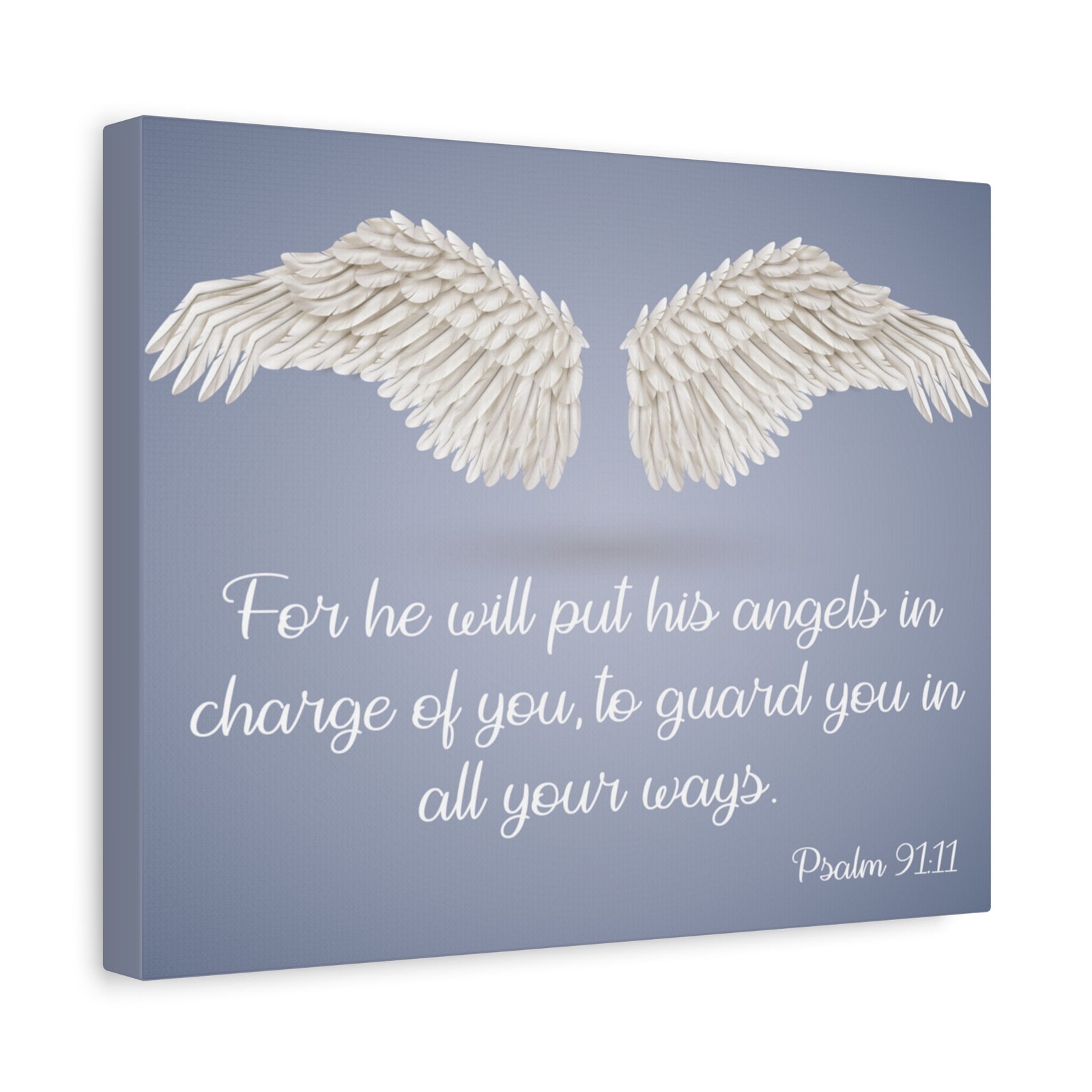Bible Verse Canvas God's Angels Psalm 91:11 Christian Home Décor Wall Art Scripture Ready to Hang Faith Print-Express Your Love Gifts