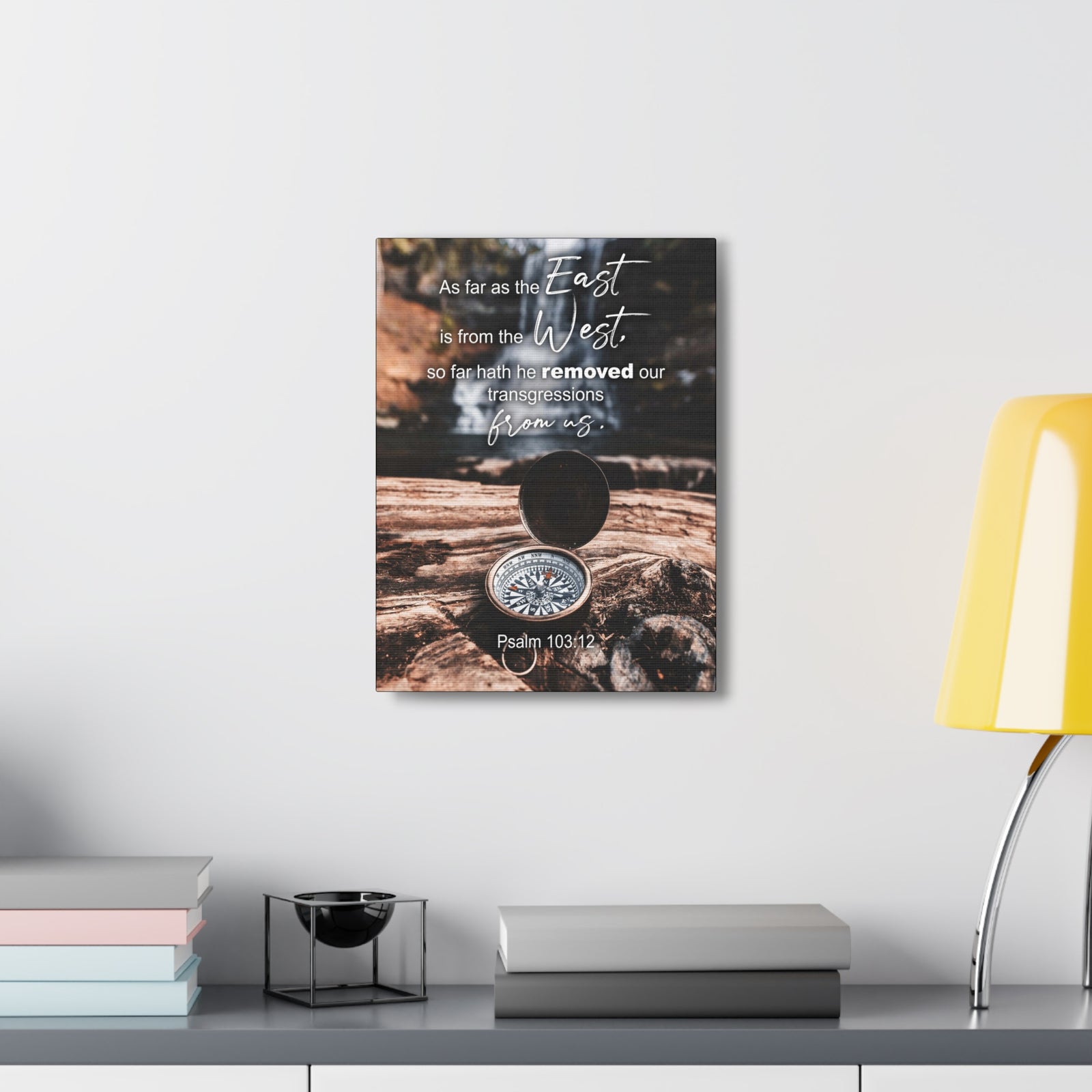 Scripture Canvas From Us Psalm 103:12 Christian Wall Art Bible Verse Print Ready to Hang-Express Your Love Gifts