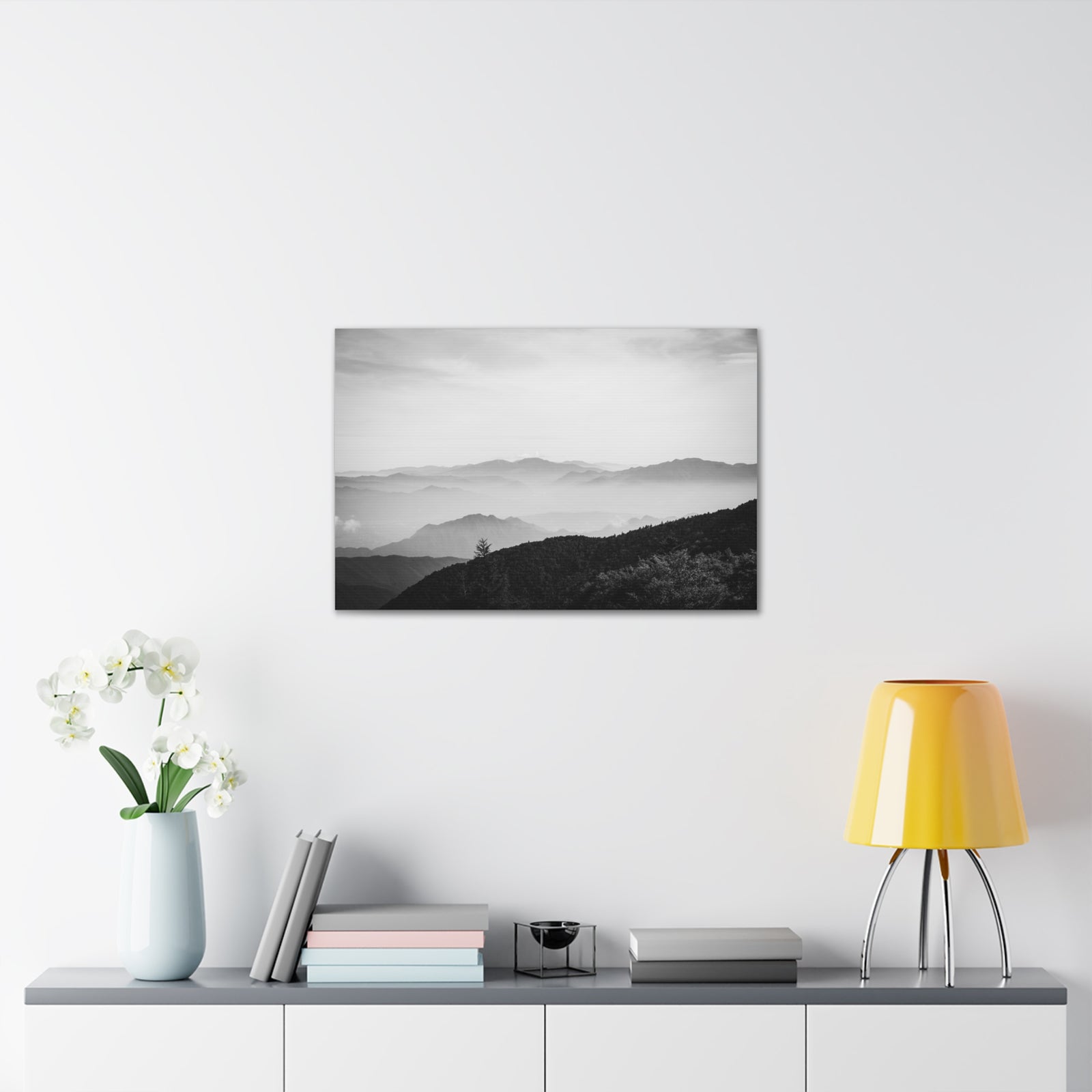 Misty Mountains Forest Nature Wilderness Photography Canvas Wall Art for Home Decor Ready-to-Hang-Express Your Love Gifts