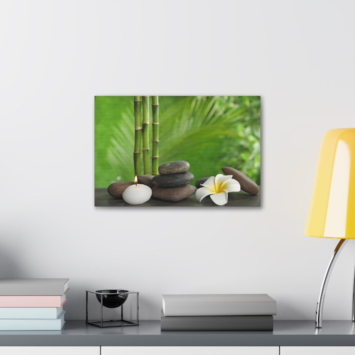 Stones on Table Forest Floral Nature Photography Canvas Wall Art for Home Decor Ready-to-Hang-Express Your Love Gifts