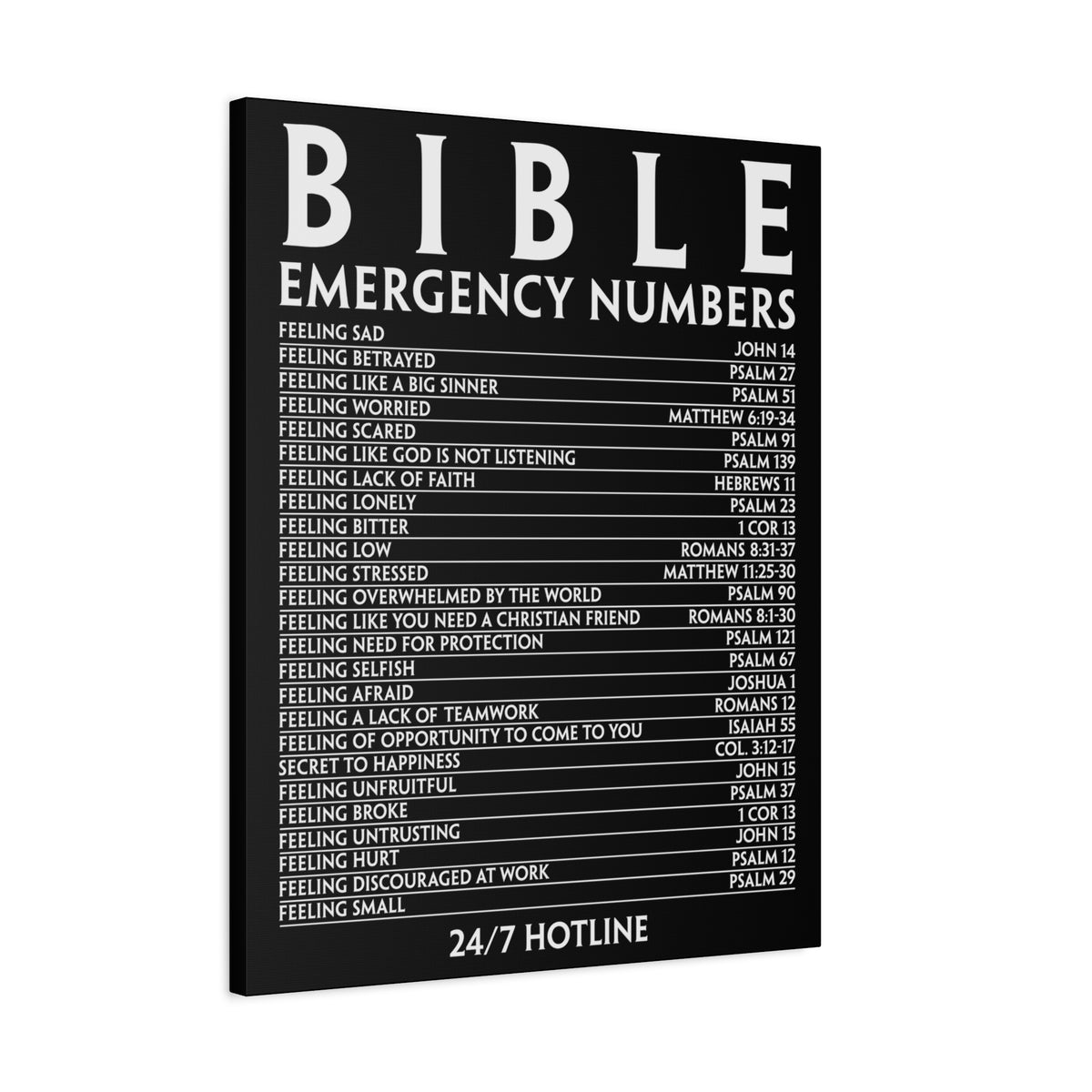 Scripture Walls Bible Emergency Hotline Numbers Bible Verse Canvas Christian Wall Art Ready to Hang Unframed-Express Your Love Gifts