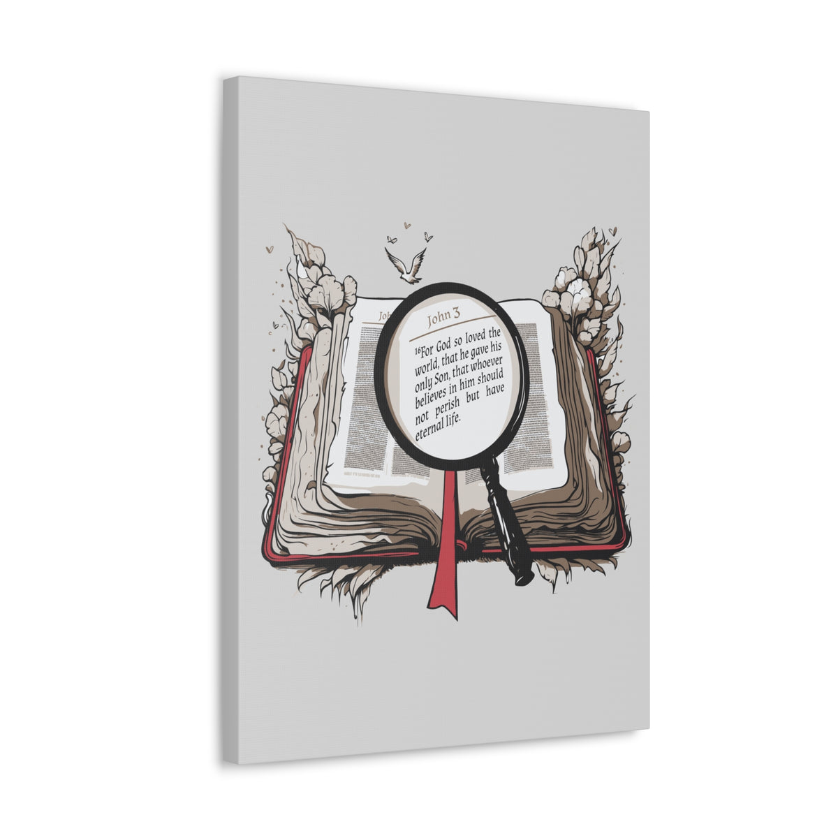 Scripture Walls John 3:16 Open Book Bible Verse Canvas Christian Wall Art Ready to Hang Unframed-Express Your Love Gifts