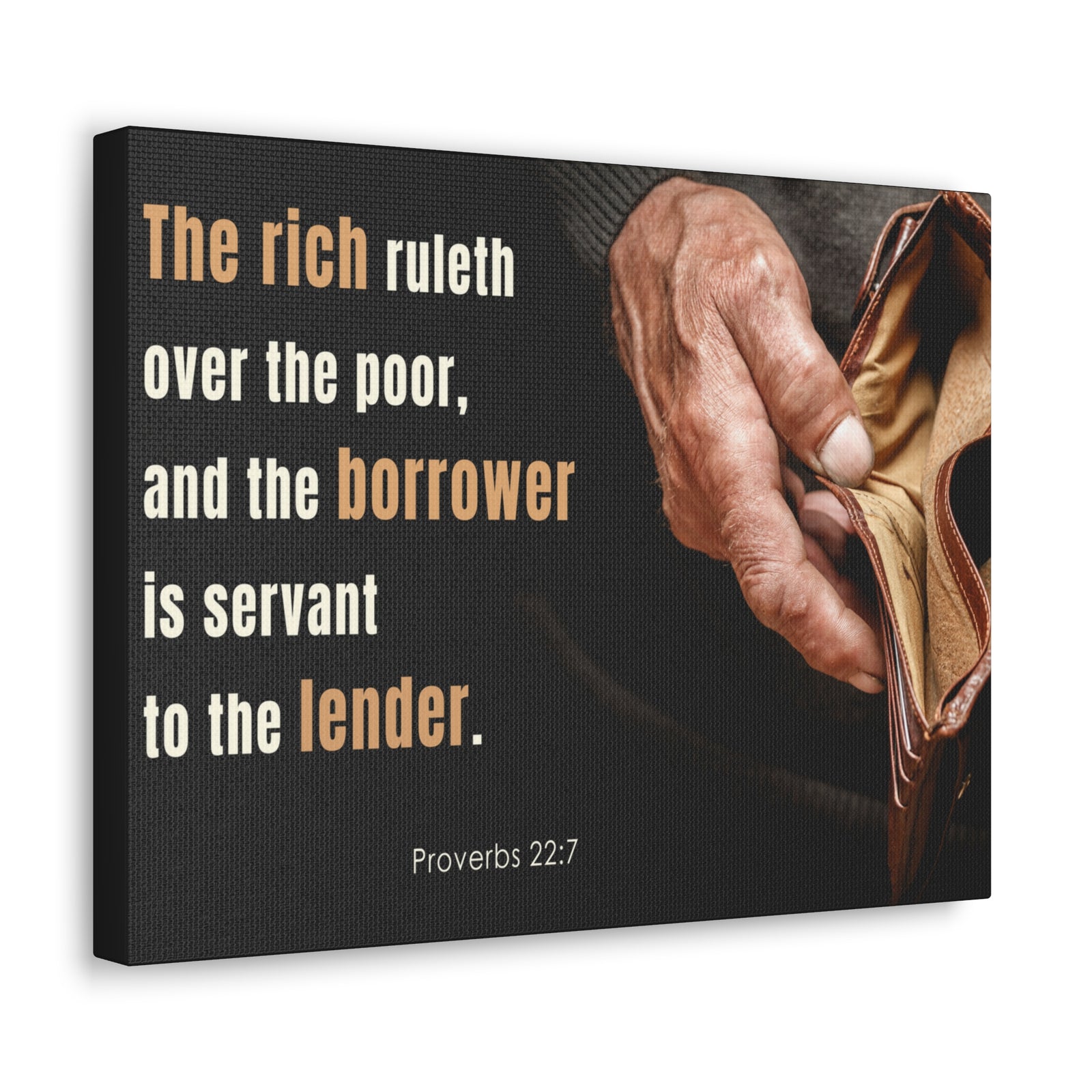 Scripture Walls To The Lender Proverbs 22:7 Bible Verse Canvas Christian Wall Art Ready to Hang-Express Your Love Gifts