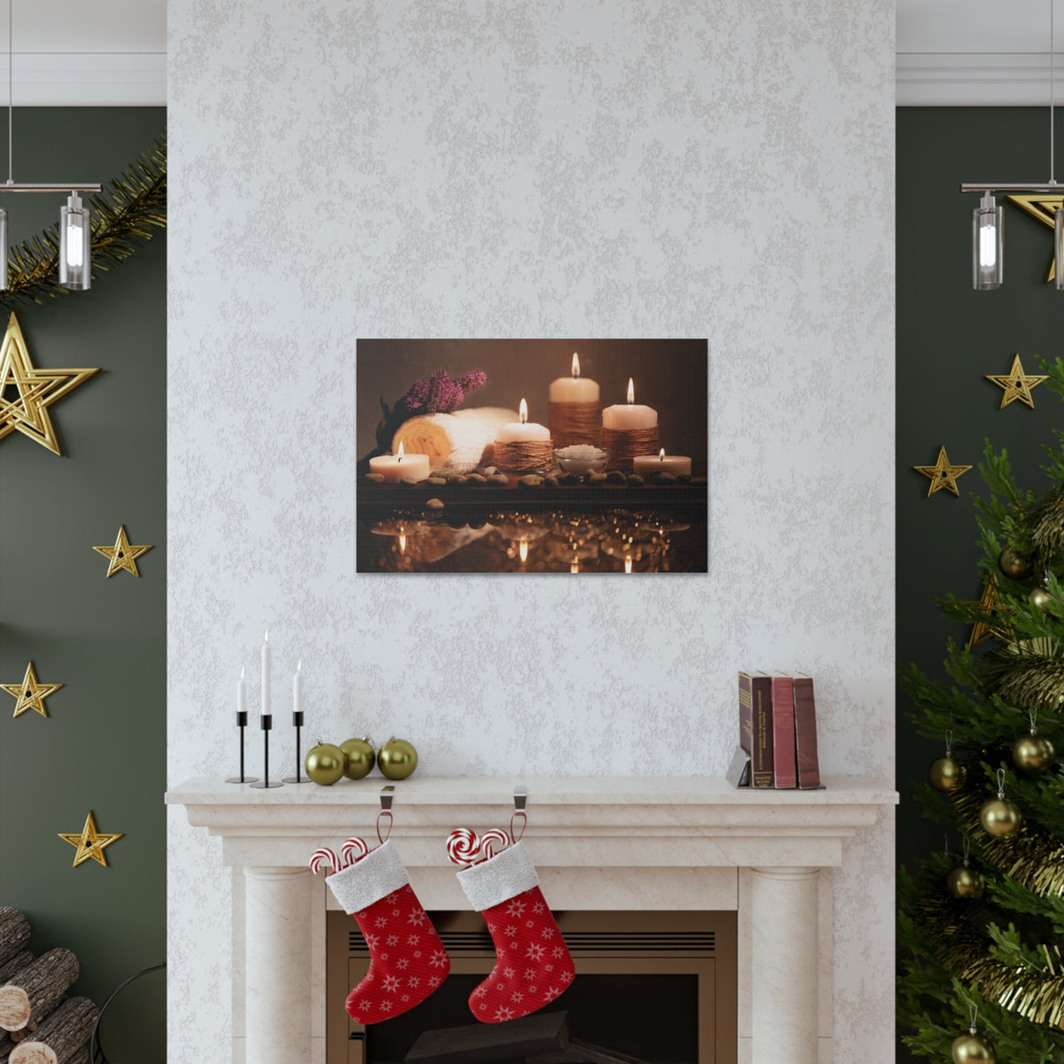 Pebbles and Aromatic Candles Forest Floral Nature Photography Canvas Wall Art for Home Decor Ready-to-Hang-Express Your Love Gifts