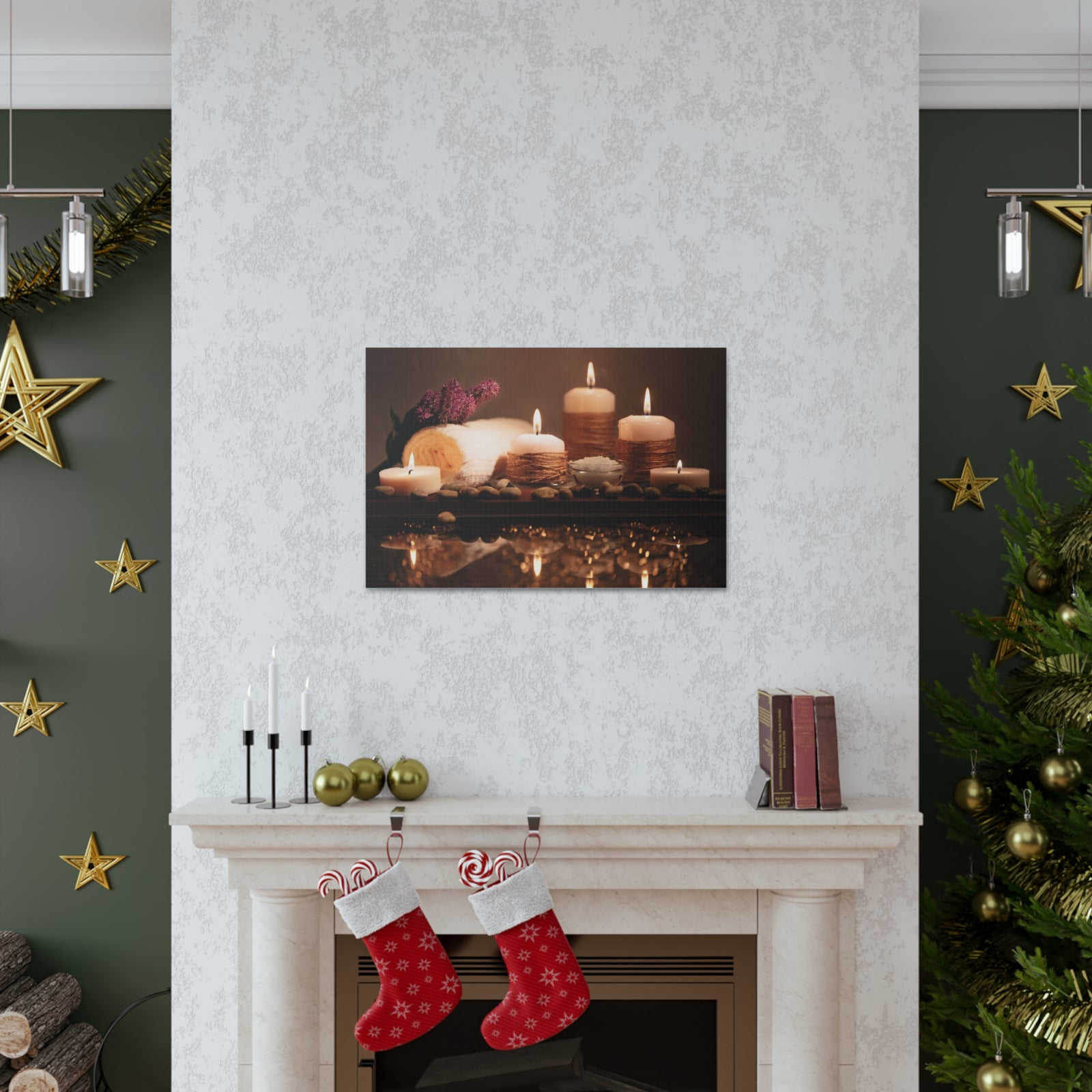 Pebbles and Aromatic Candles Forest Floral Nature Photography Canvas Wall Art for Home Decor Ready-to-Hang-Express Your Love Gifts