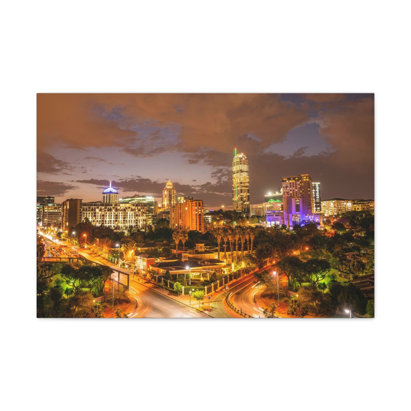Johannesburg Night Skyline Canvas Artwork High-Quality Breathtaking Stunning Cityscape for Home Decor Ready to Hang-Express Your Love Gifts