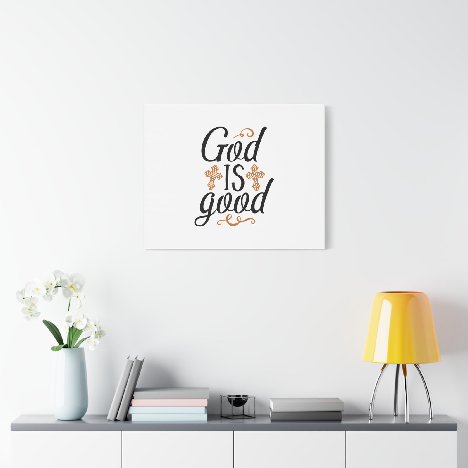 Scripture Canvas God Is Good Psalm 103:8 Cross Christian Wall Art Bible Verse Print Ready to Hang-Express Your Love Gifts