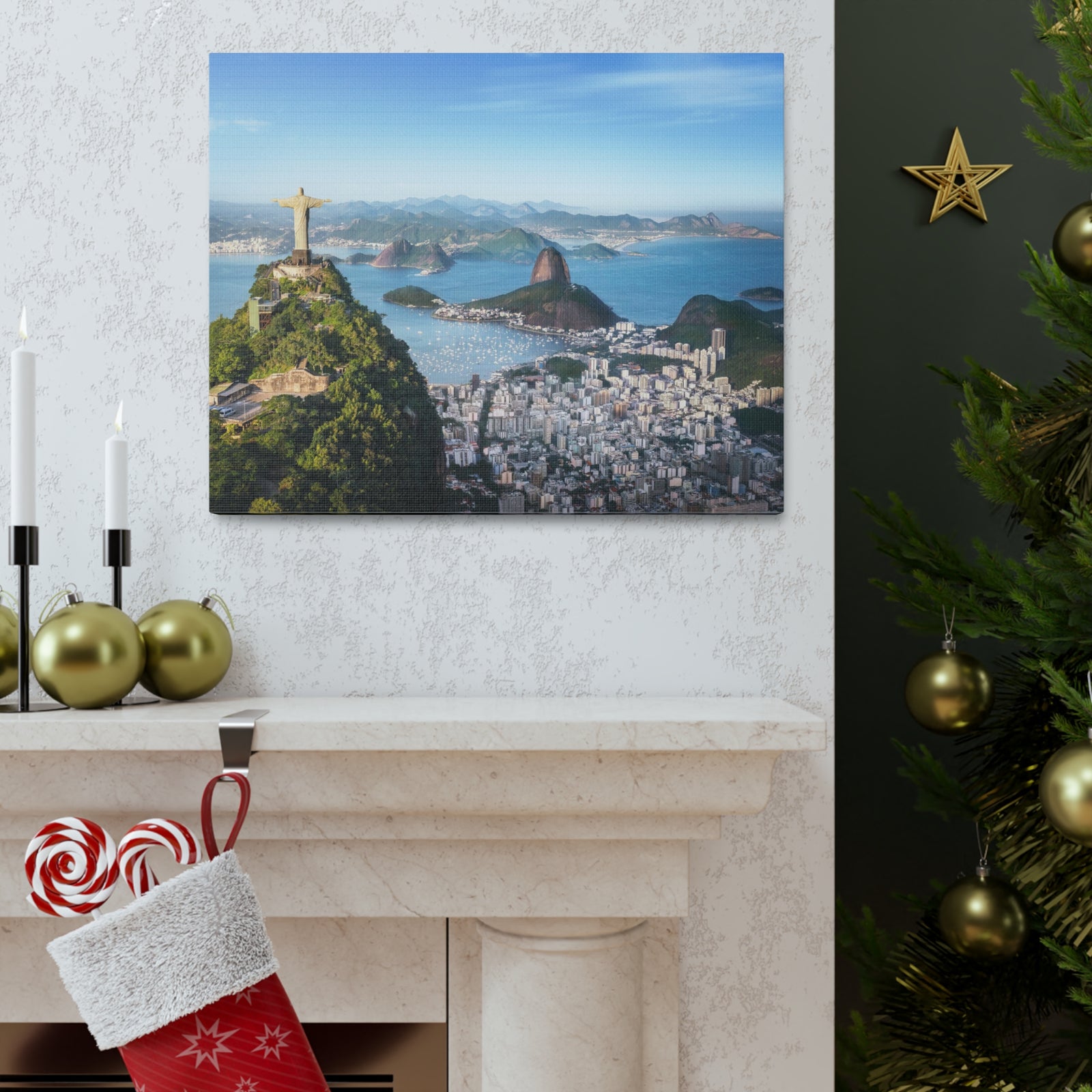 Rio de Janeiro Daytime Skyline Canvas Artwork High-Quality Breathtaking Stunning Cityscape for Home Decor Ready to Hang-Express Your Love Gifts
