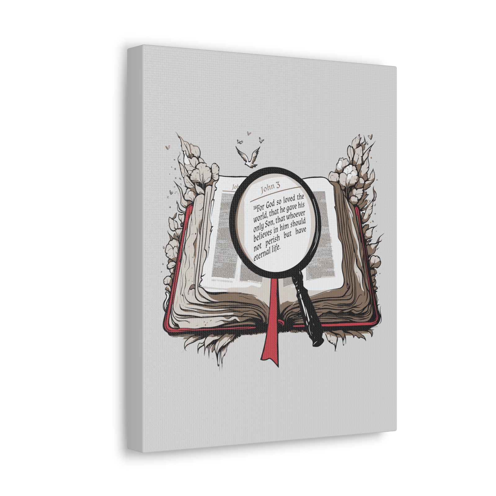 Scripture Walls John 3:16 Open Book Bible Verse Canvas Christian Wall Art Ready to Hang Unframed-Express Your Love Gifts