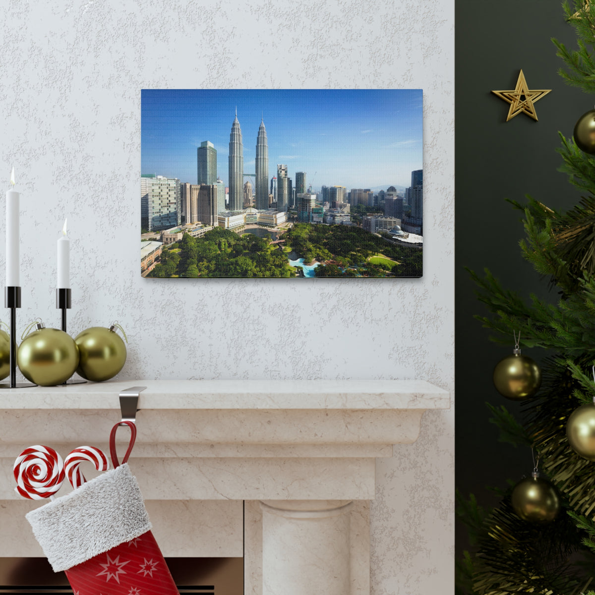 Kuala Lumpur Daytime Skyline Canvas Artwork High-Quality Breathtaking Stunning Cityscape for Home Decor Ready to Hang-Express Your Love Gifts