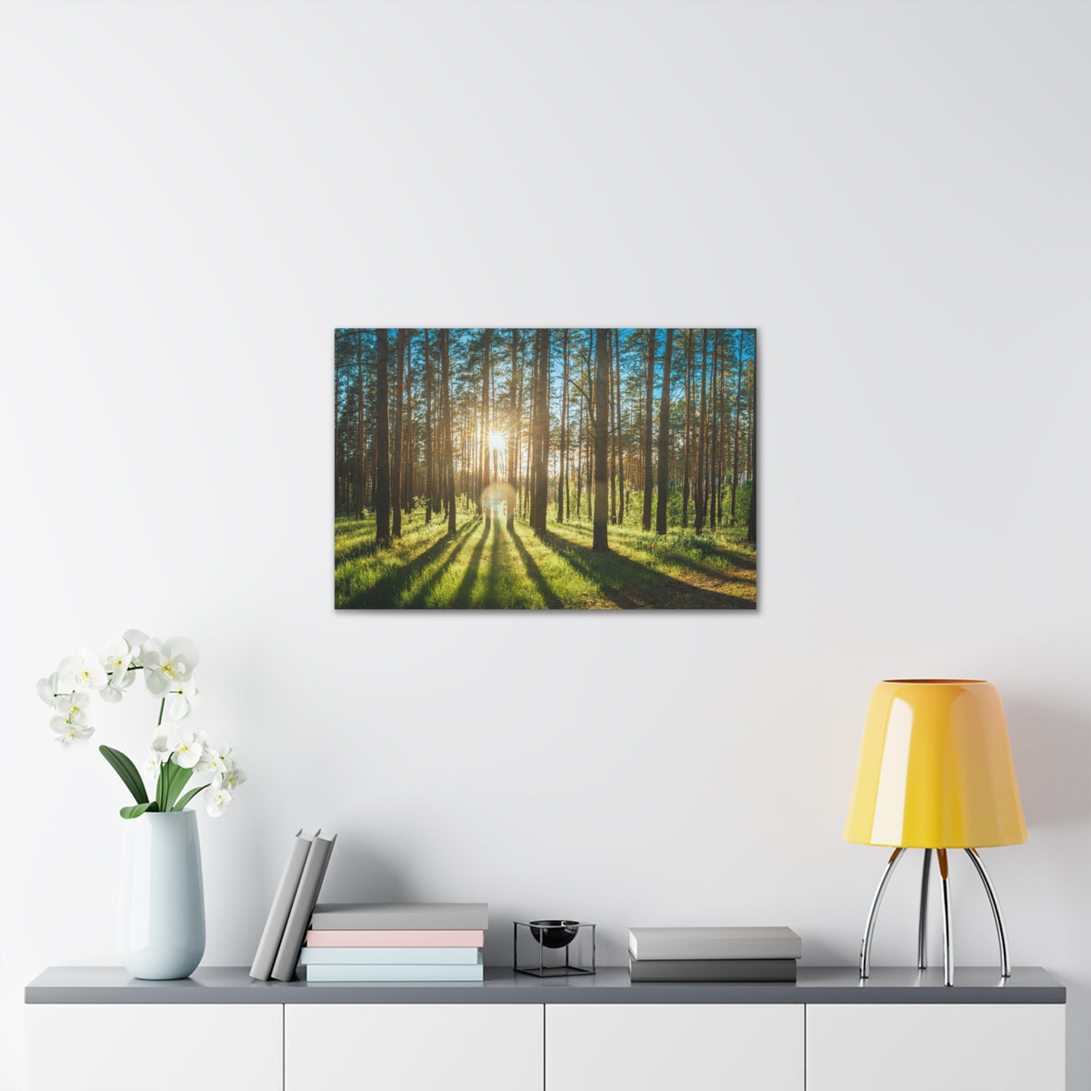 Forest Green Sunrise Nature Wilderness Photography Canvas Wall Art for Home Decor Ready-to-Hang-Express Your Love Gifts