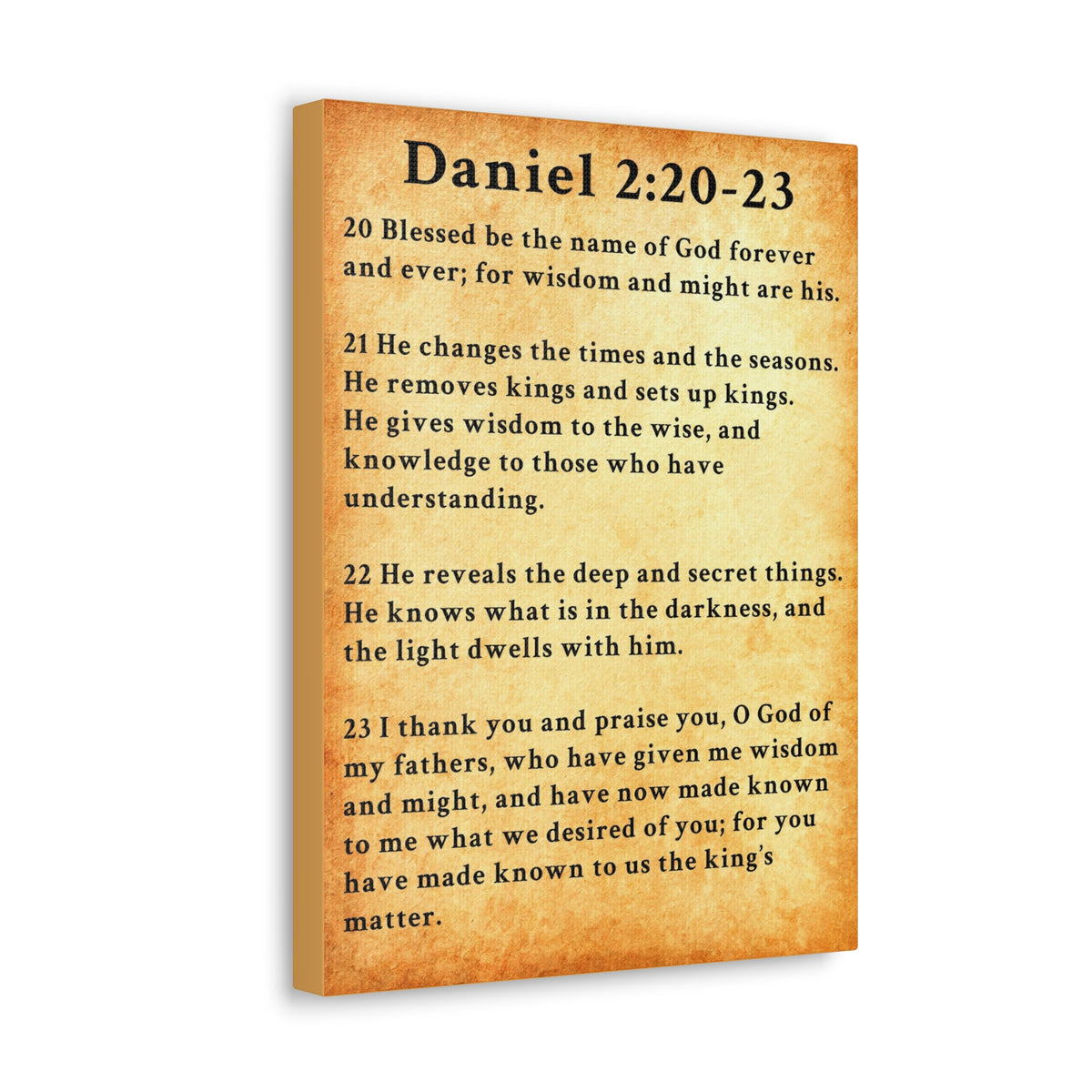 Scripture Walls Daniel 2:20-23 Daniel's Prayer of Praise Gold Bible Verse Canvas Christian Wall Art Ready to Hang Unframed-Express Your Love Gifts