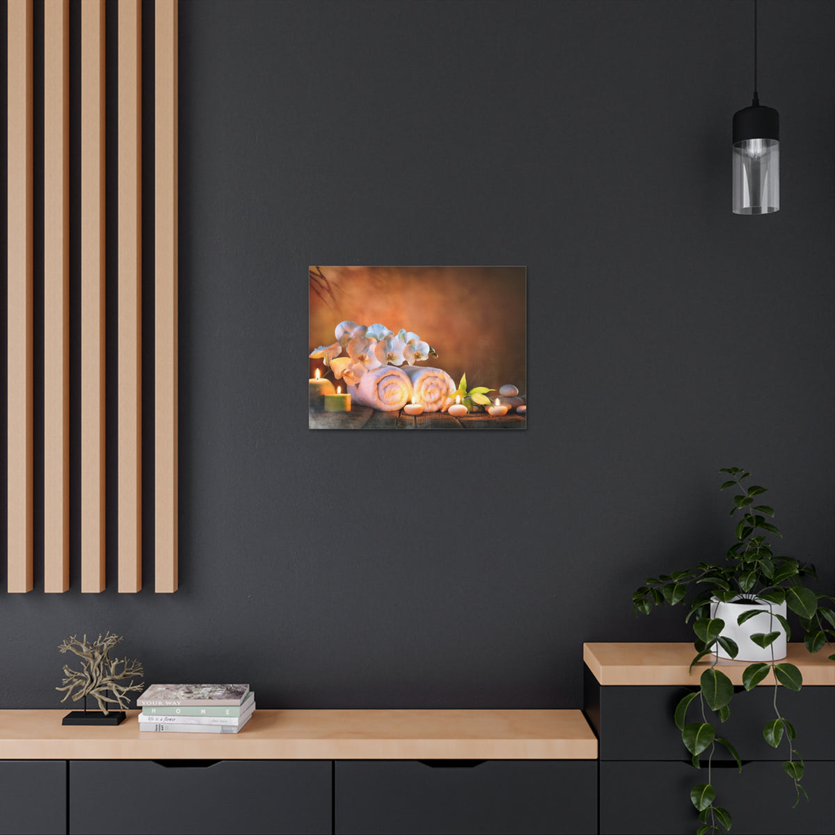 Candles and Orchid Forest Floral Nature Photography Canvas Wall Art for Home Decor Ready-to-Hang-Express Your Love Gifts