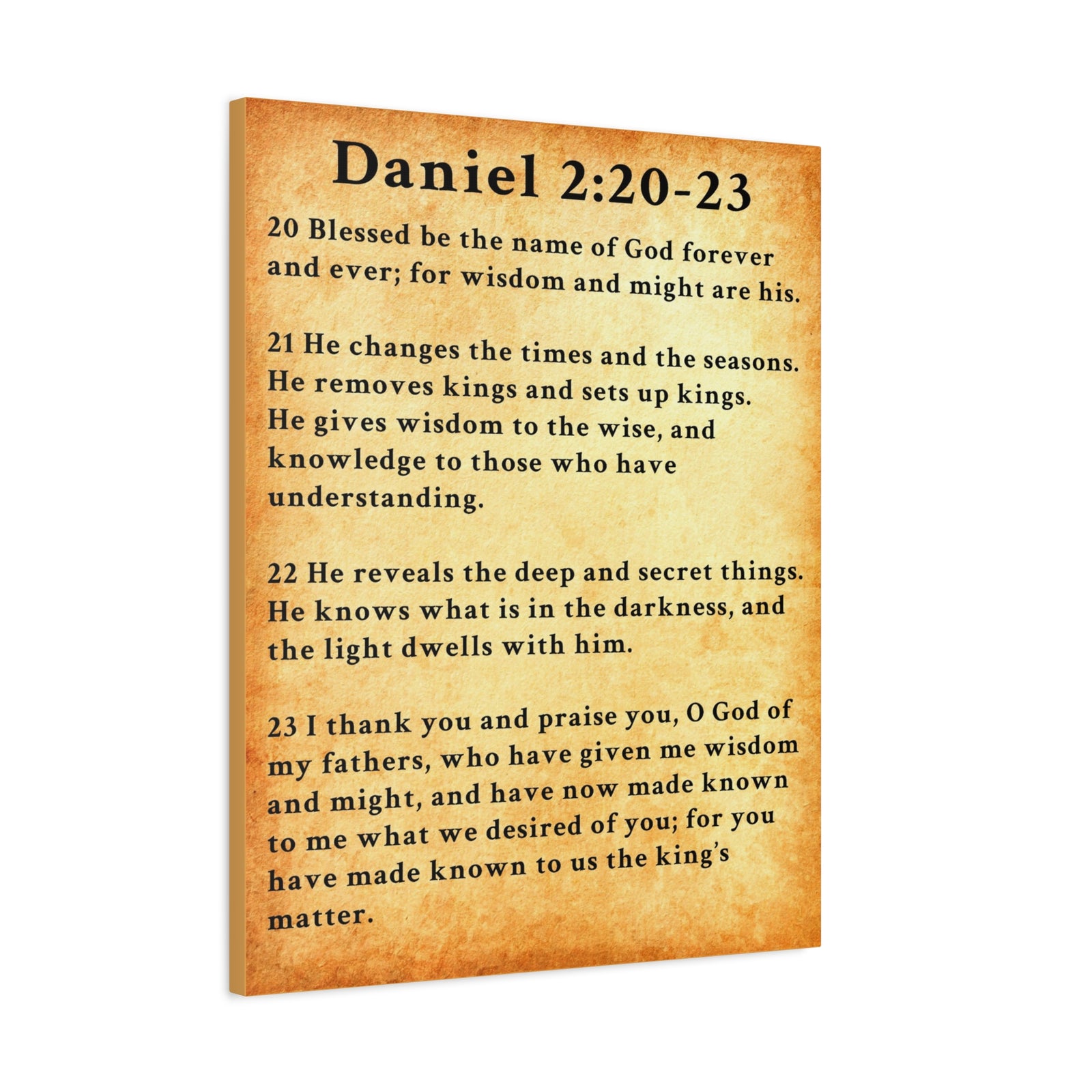 Scripture Walls Daniel 2:20-23 Daniel's Prayer of Praise Gold Bible Verse Canvas Christian Wall Art Ready to Hang Unframed-Express Your Love Gifts