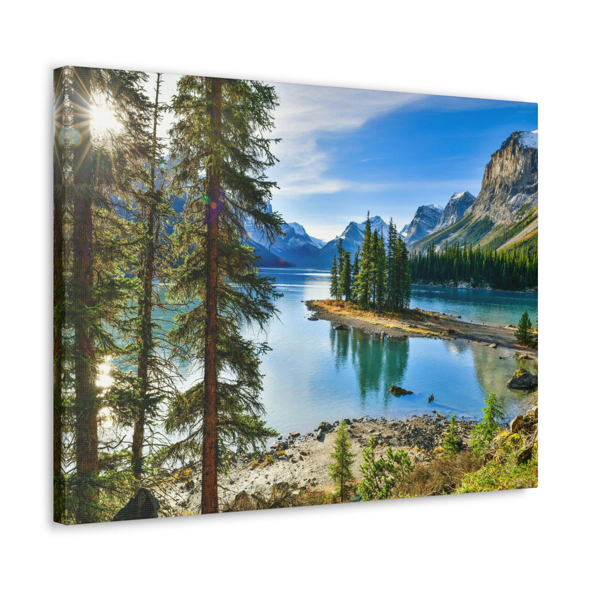 Mountain Lake Island Nature Wilderness Photography Canvas Wall Art for Home Decor Ready-to-Hang-Express Your Love Gifts
