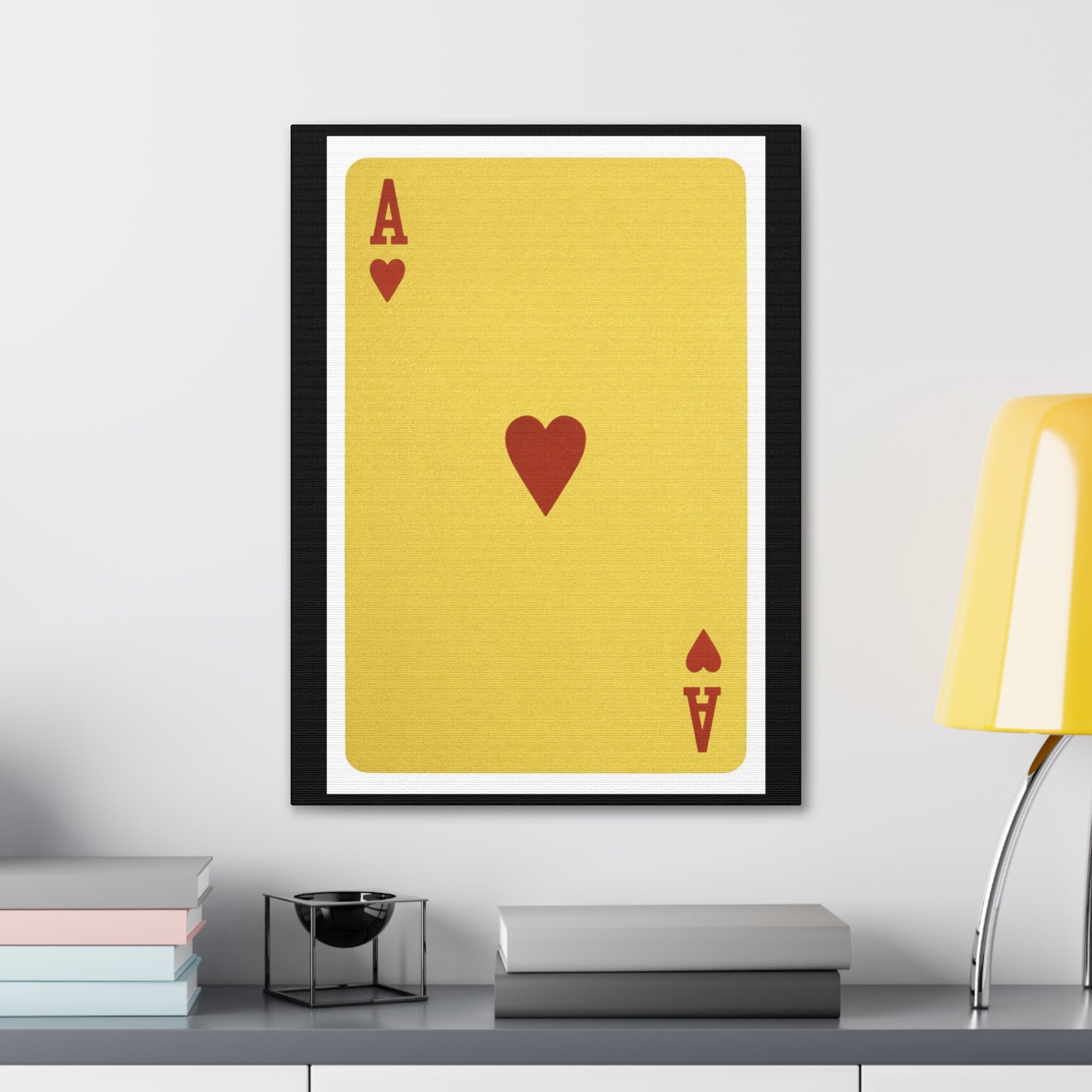 Golden Ace Of Hearts Isolated White Background Playing Card Canvas Wall Art for Home Decor Ready-to-Hang-Express Your Love Gifts