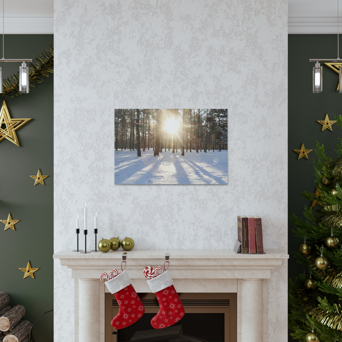 Tree Forest Covered In Snow Nature Wilderness Photography Canvas Wall Art for Home Decor Ready-to-Hang-Express Your Love Gifts