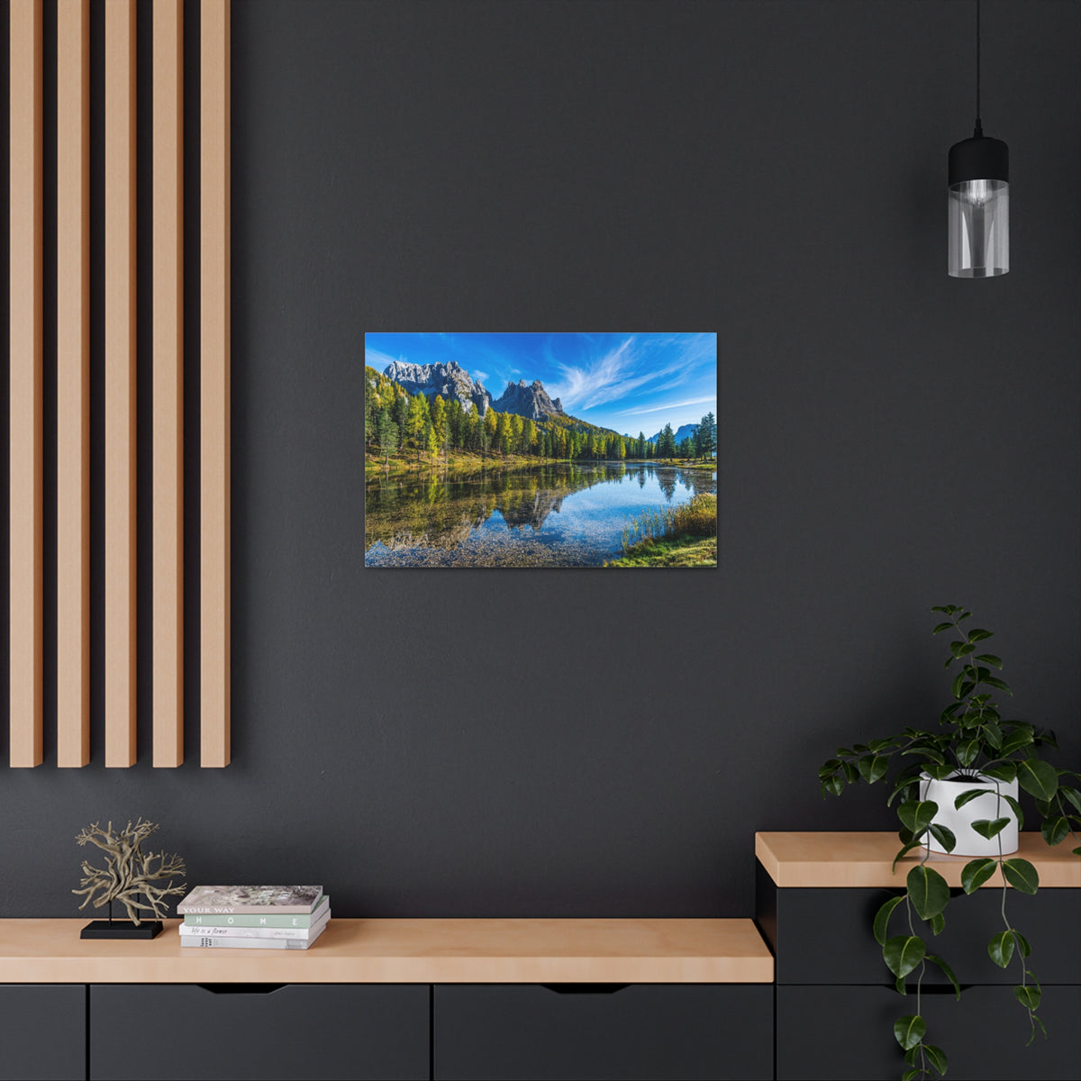 Valley Mountain Lake Nature Wilderness Photography Canvas Wall Art for Home Decor Ready-to-Hang-Express Your Love Gifts