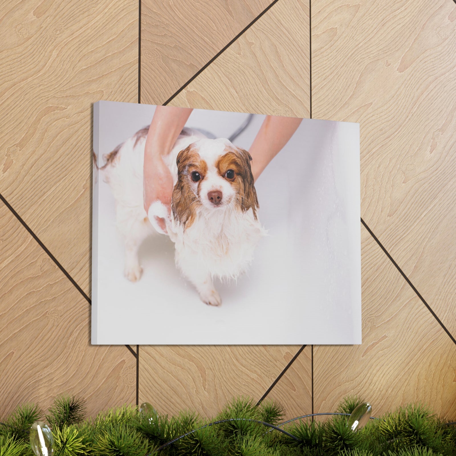 Cute Cavalier King Charles Spaniel Bath Canvas Wall Art for Home Decor Ready-to-Hang-Express Your Love Gifts