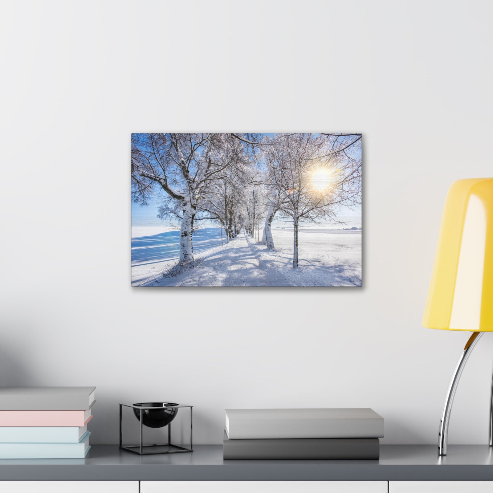 Small Footpath In Winter Through Trees Canvas Wall Art for Home Decor Ready-to-Hang-Express Your Love Gifts