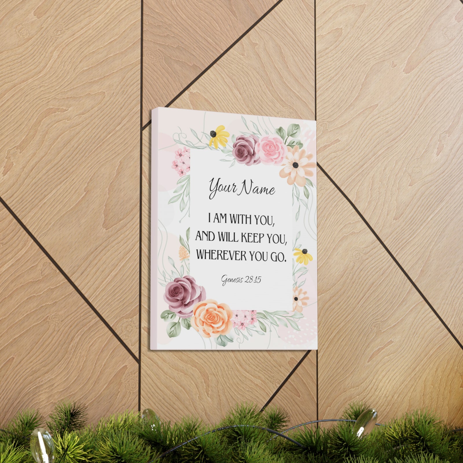 Scripture Walls Personalized Genesis 28:15 I Am With You Bible Chapter Canvas Christian Wall Art Ready to Hang-Express Your Love Gifts