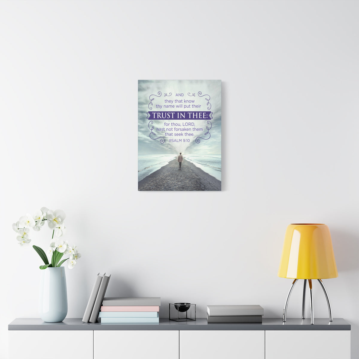 Scripture Canvas Trust In Thee Psalm 9:10 Christian Wall Art Bible Verse Print Ready to Hang-Express Your Love Gifts